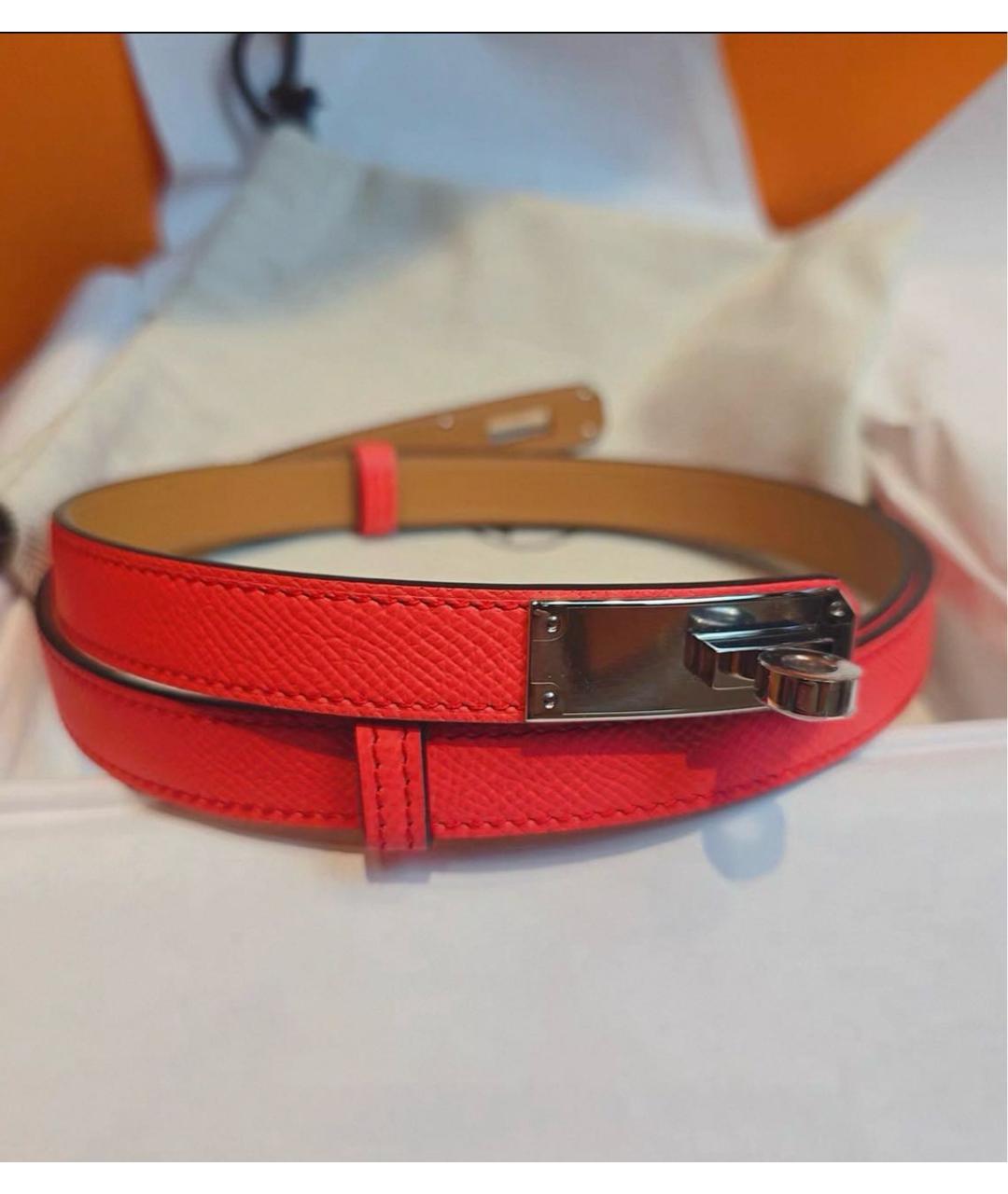 HERMES Красный кожаный ремень, фото 2