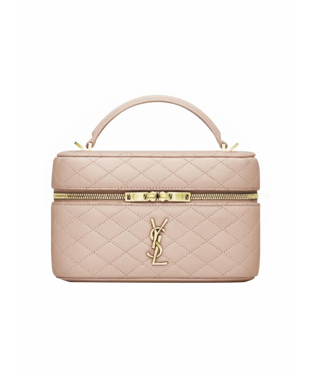 SAINT LAURENT Бежевая кожаная сумка с короткими ручками, фото 1