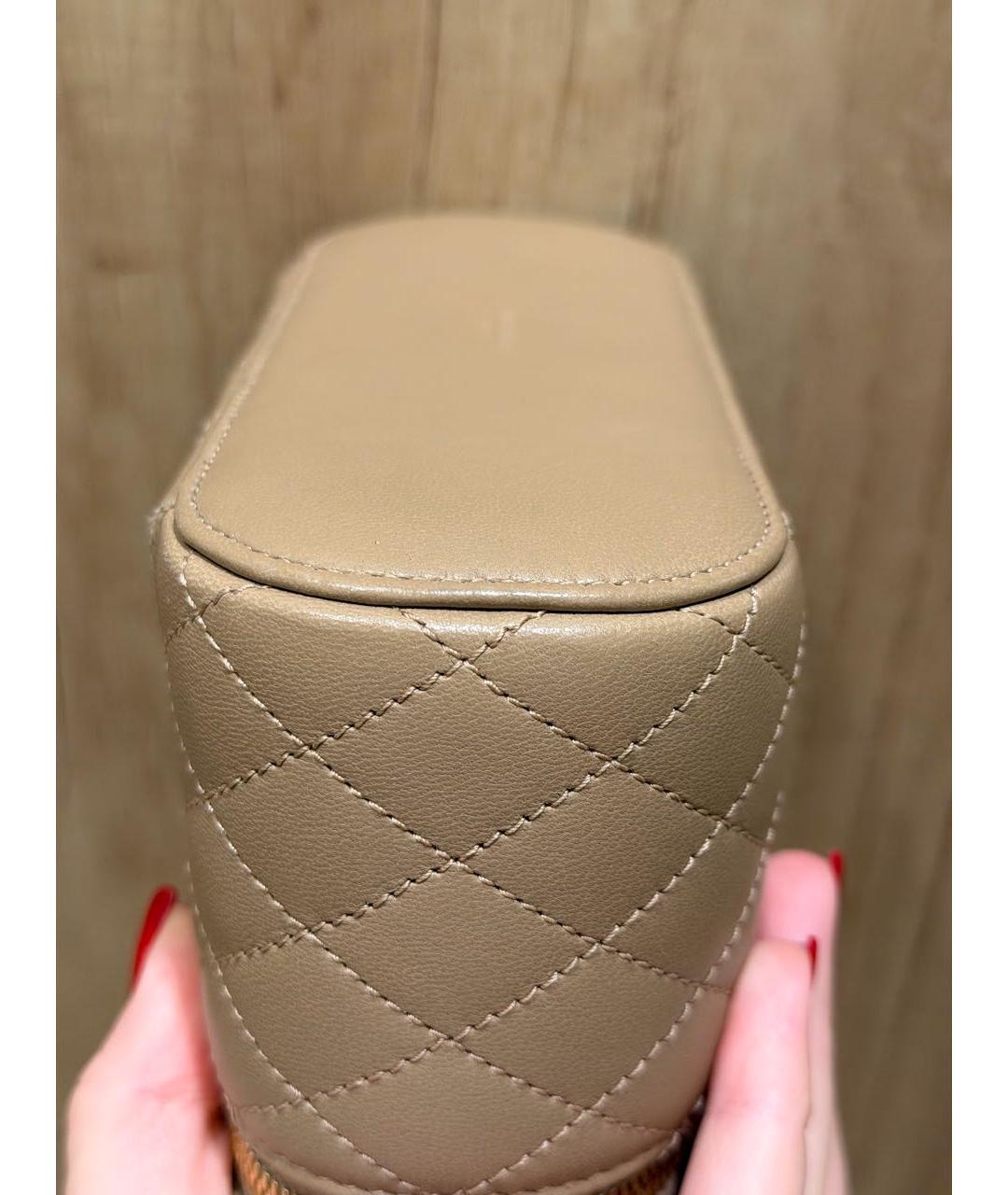 SAINT LAURENT Бежевая кожаная сумка с короткими ручками, фото 8