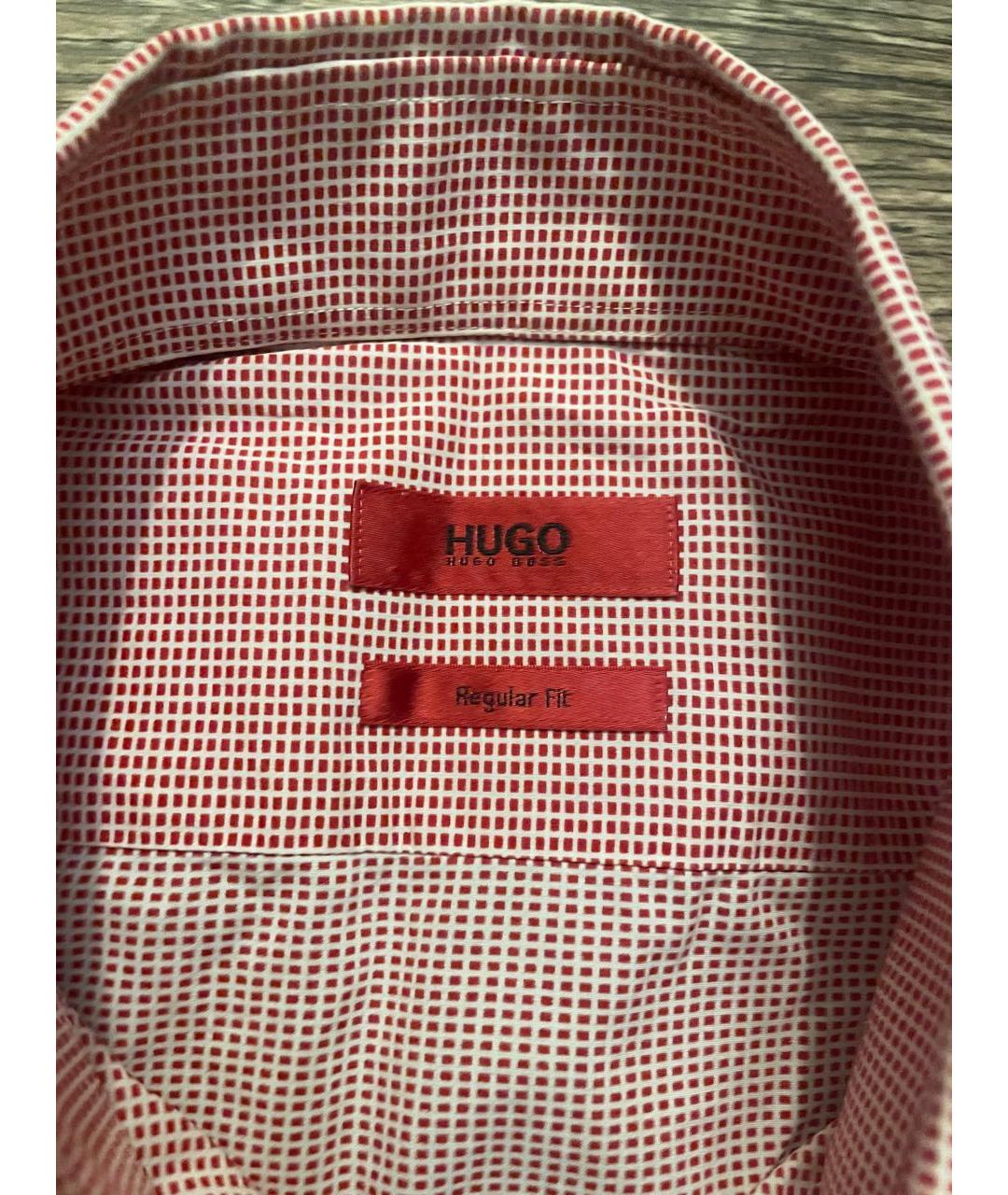 HUGO BOSS Красная хлопко-полиэстеровая классическая рубашка, фото 2