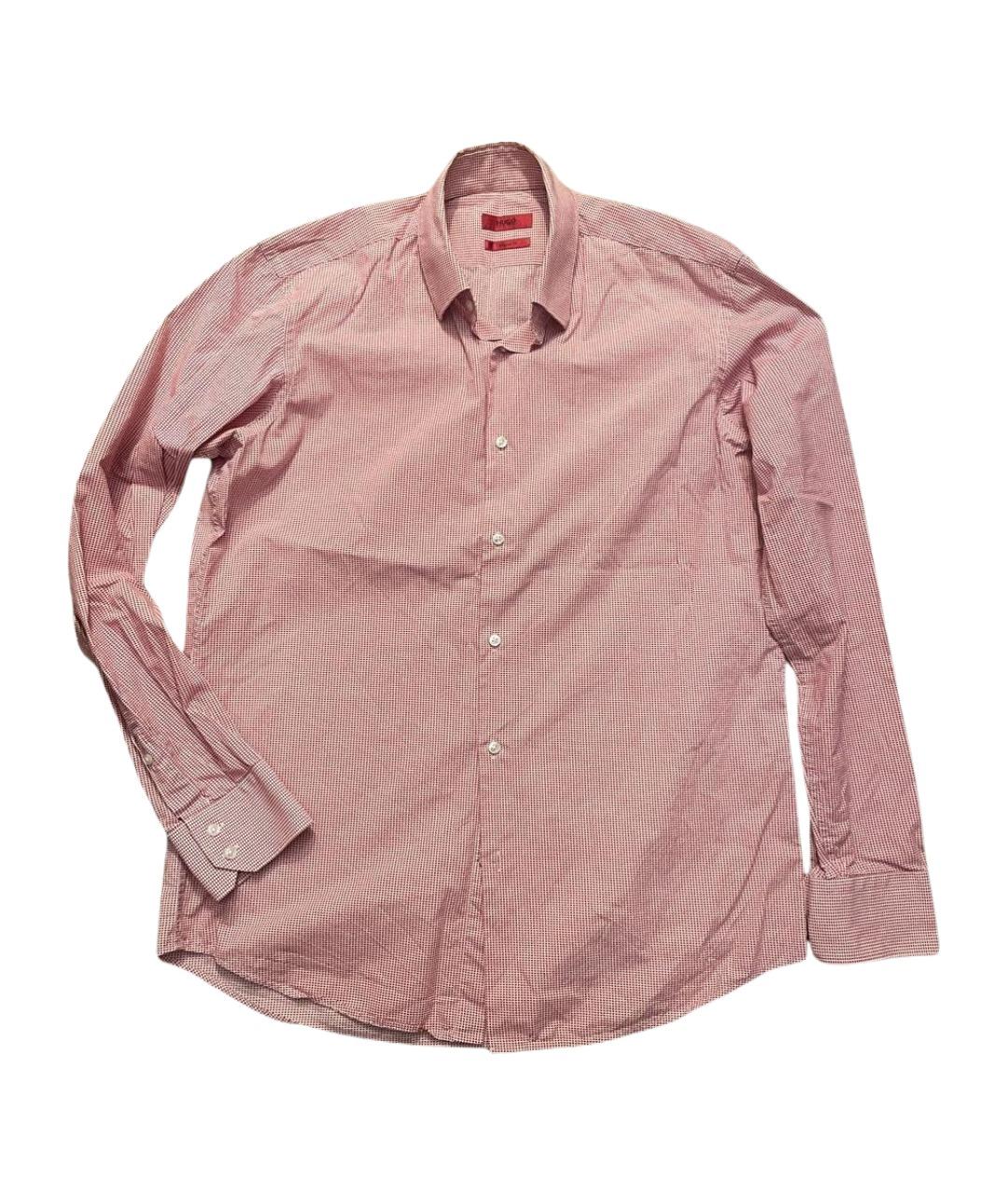 HUGO BOSS Красная хлопко-полиэстеровая классическая рубашка, фото 1