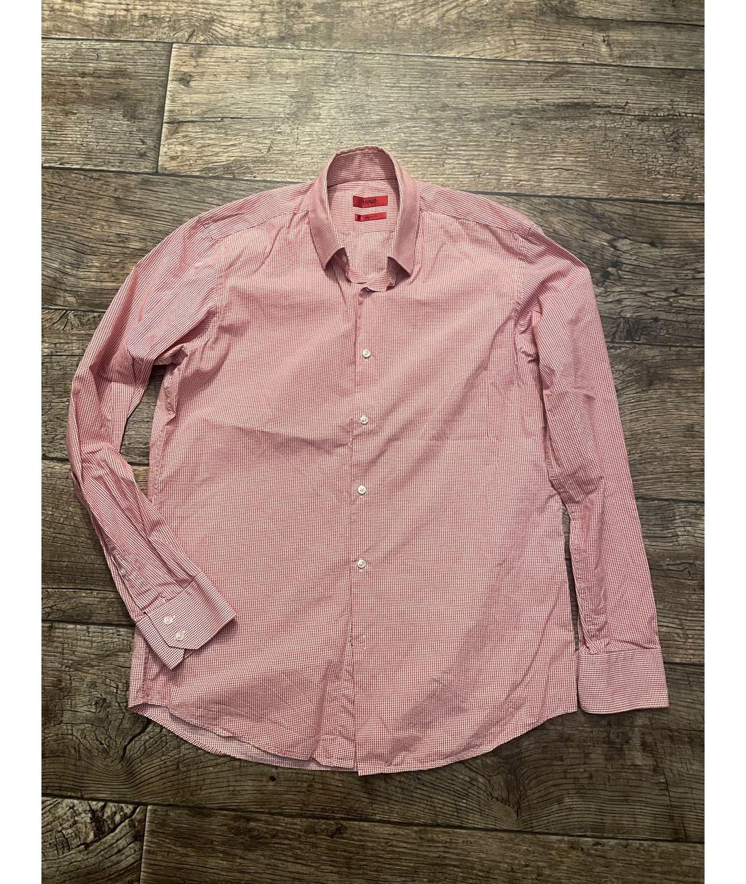 HUGO BOSS Красная хлопко-полиэстеровая классическая рубашка, фото 4