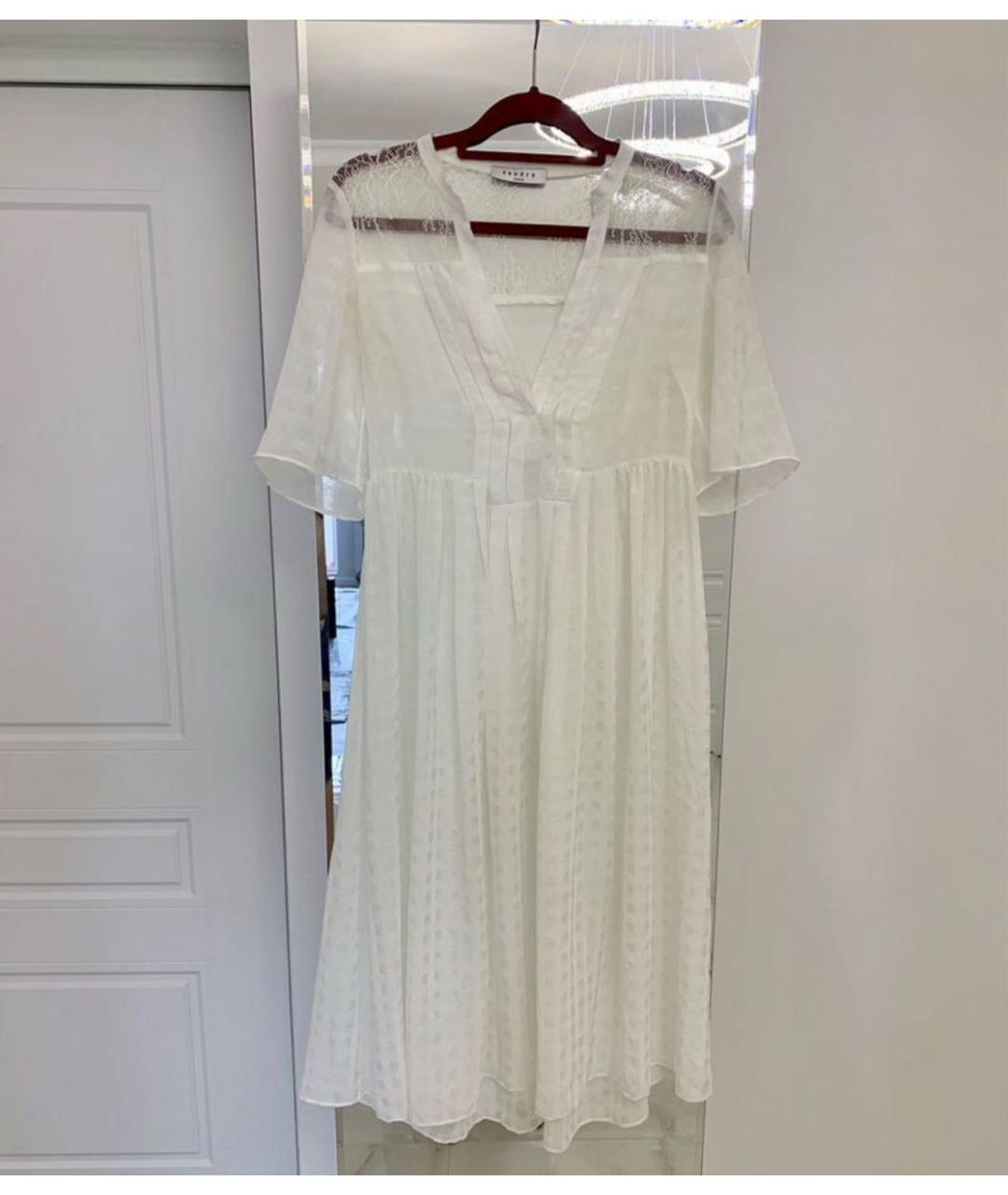 SANDRO Белое полиэстеровое повседневное платье, фото 3