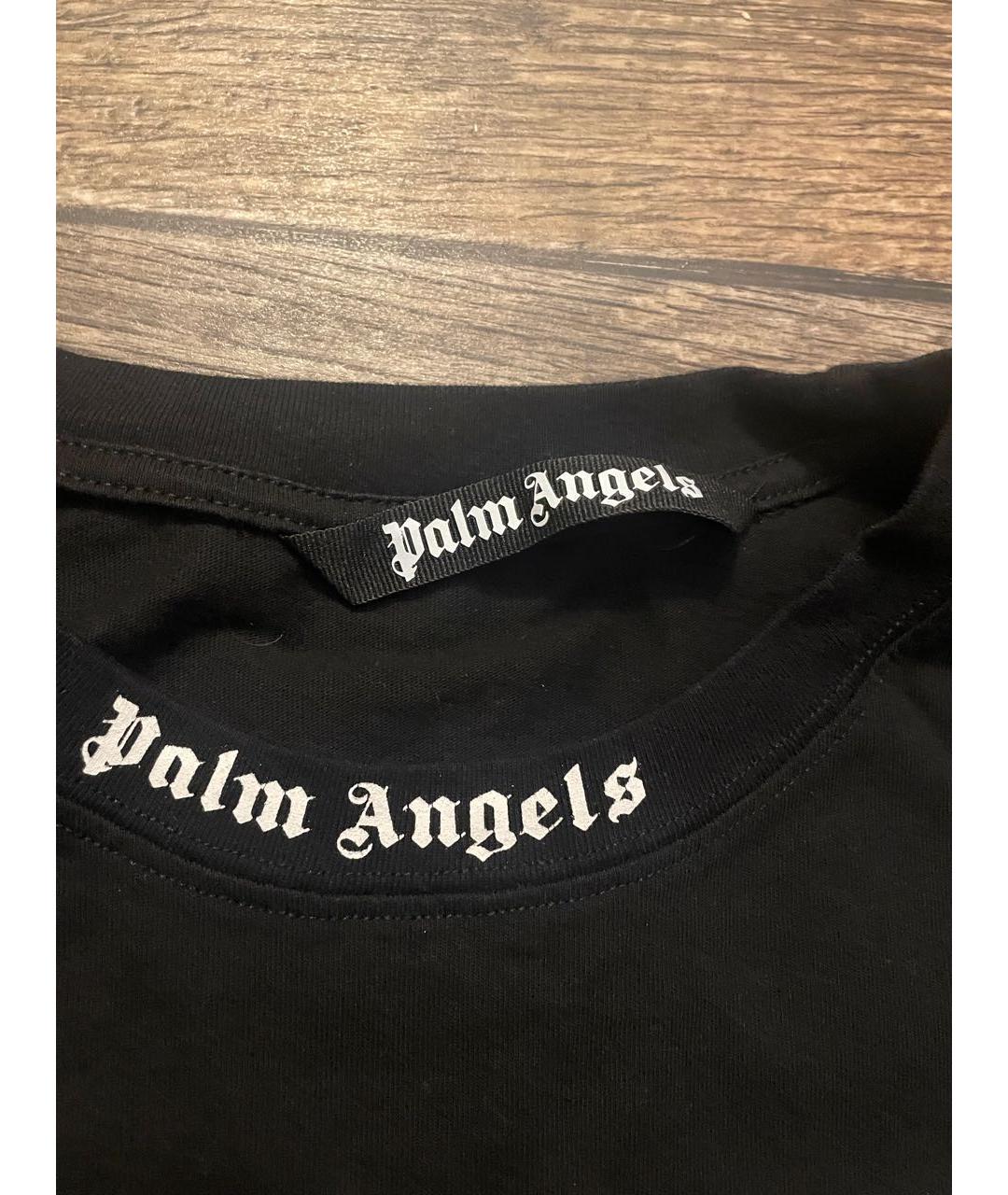 PALM ANGELS Черная хлопко-полиэстеровая футболка, фото 2