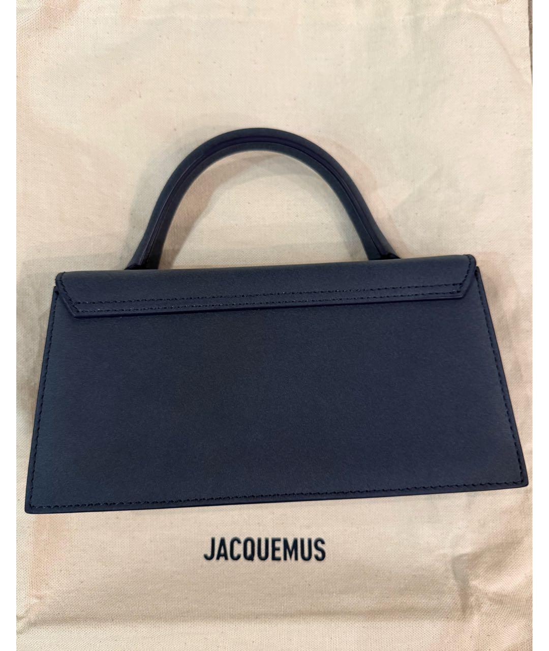 JACQUEMUS Темно-синяя кожаная сумка с короткими ручками, фото 3