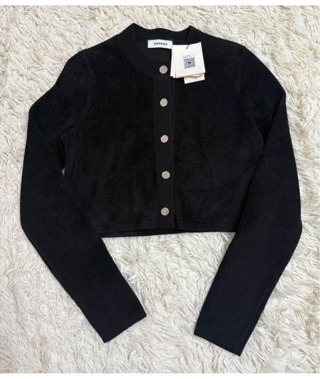 SANDRO Черный вискозный кардиган, фото 7