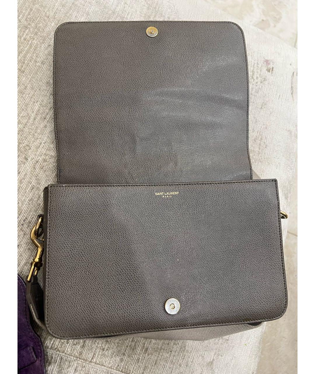 SAINT LAURENT Бежевая кожаная сумка через плечо, фото 4