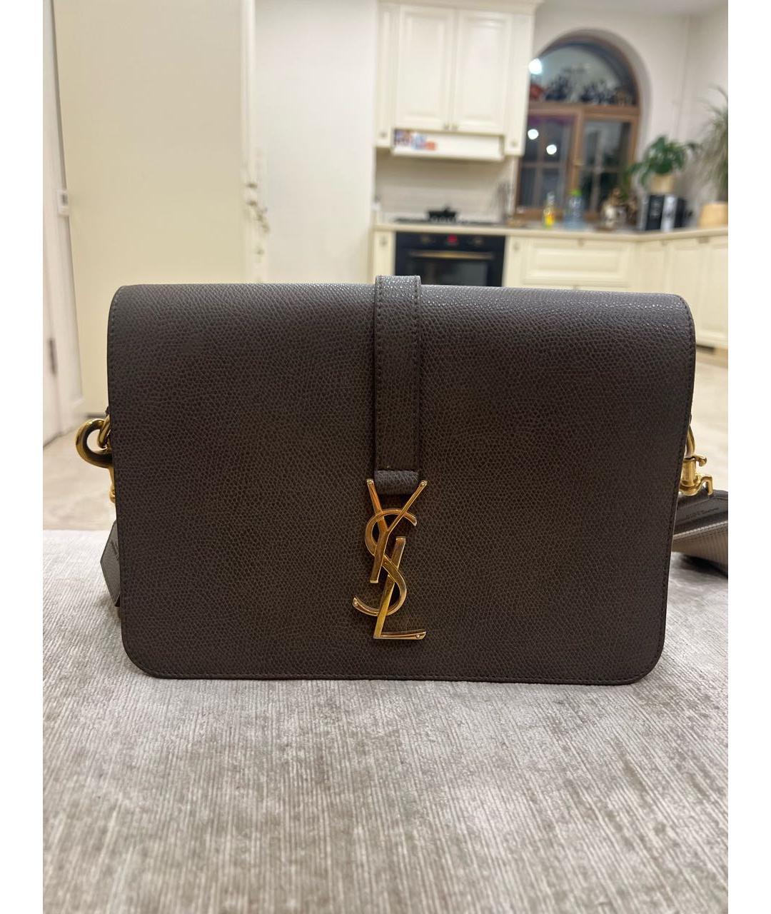 SAINT LAURENT Бежевая кожаная сумка через плечо, фото 6