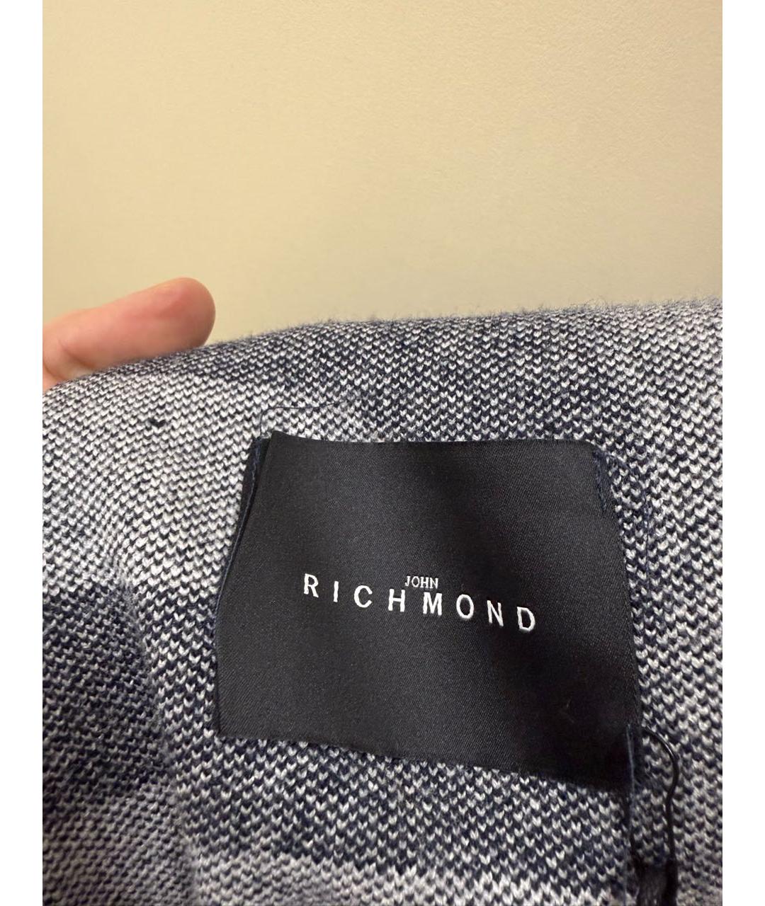 JOHN RICHMOND Темно-синий хлопковый шарф, фото 3