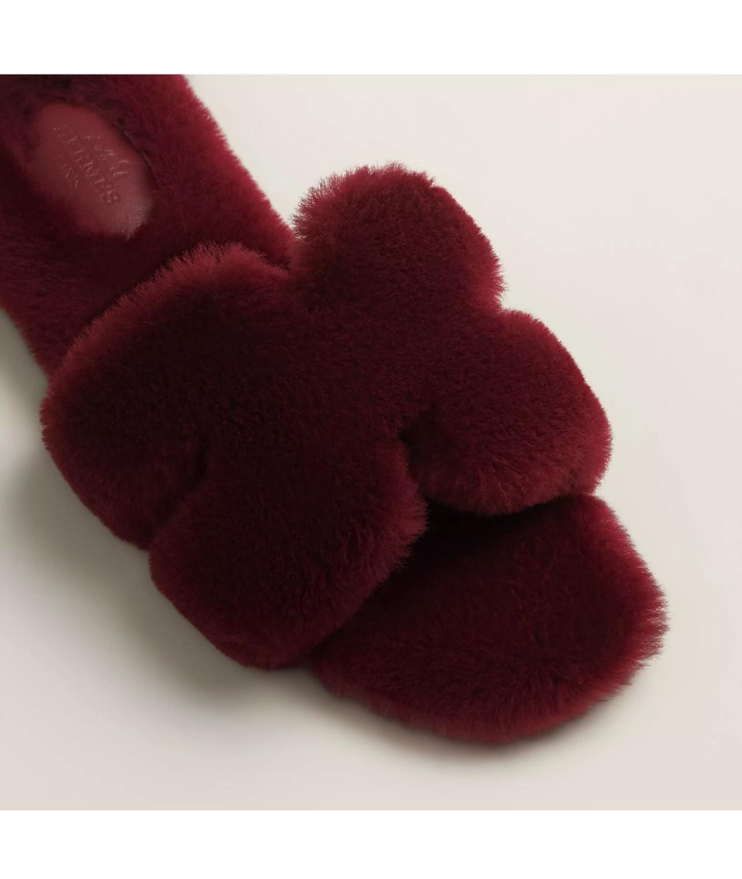 HERMES Бордовые шлепанцы, фото 2