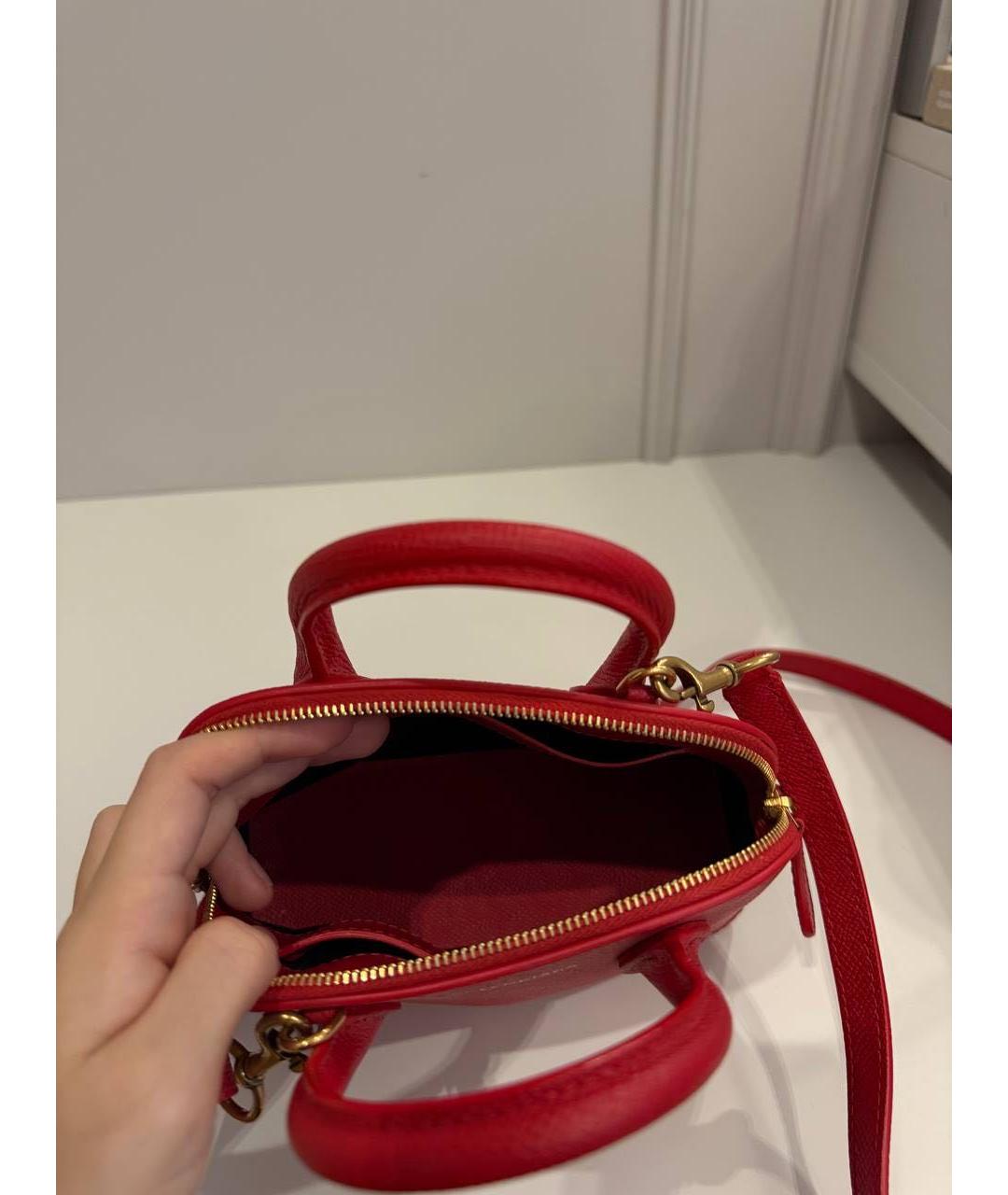 BALENCIAGA Красная кожаная сумка с короткими ручками, фото 6