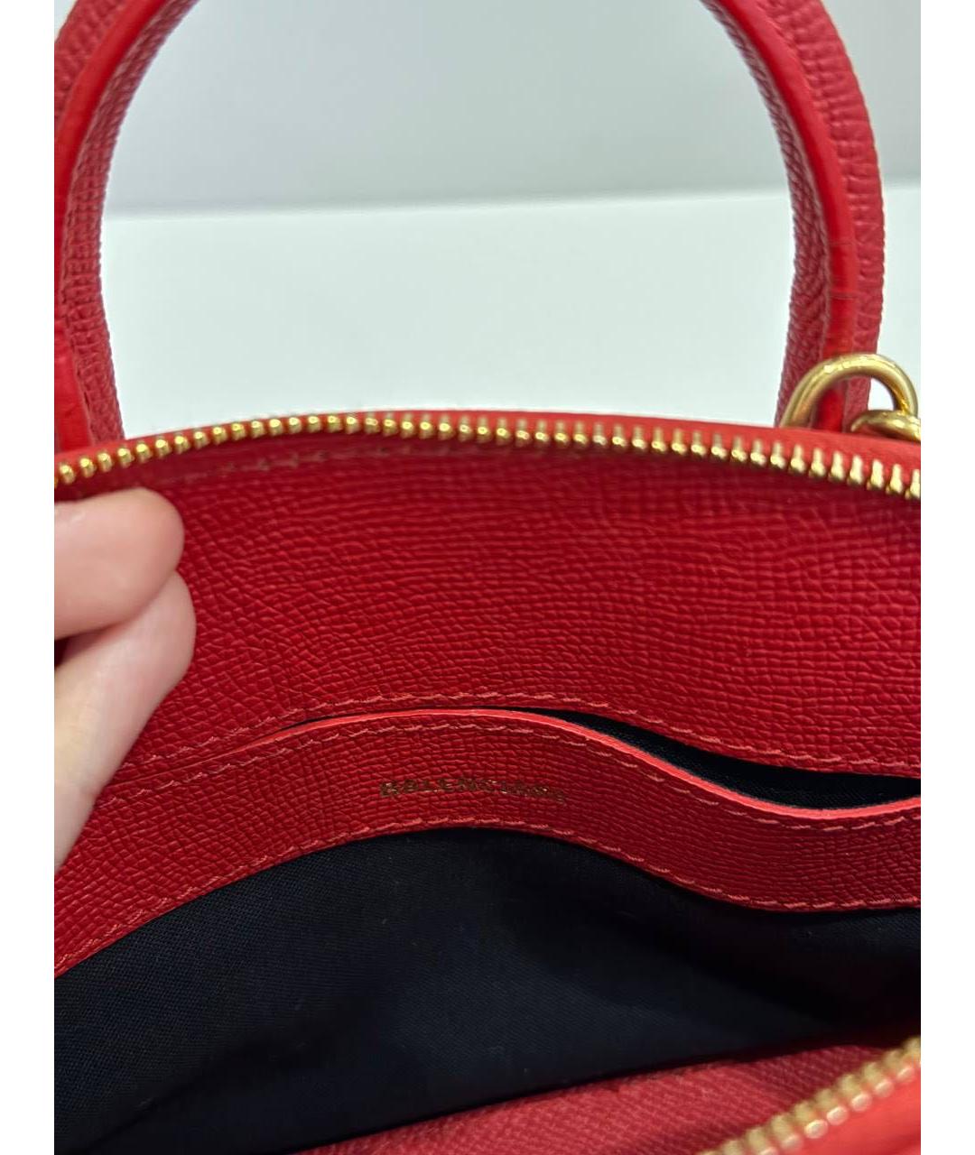 BALENCIAGA Красная кожаная сумка с короткими ручками, фото 5