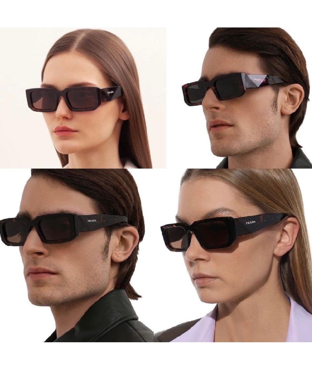 PRADA Коричневые пластиковые солнцезащитные очки, фото 5