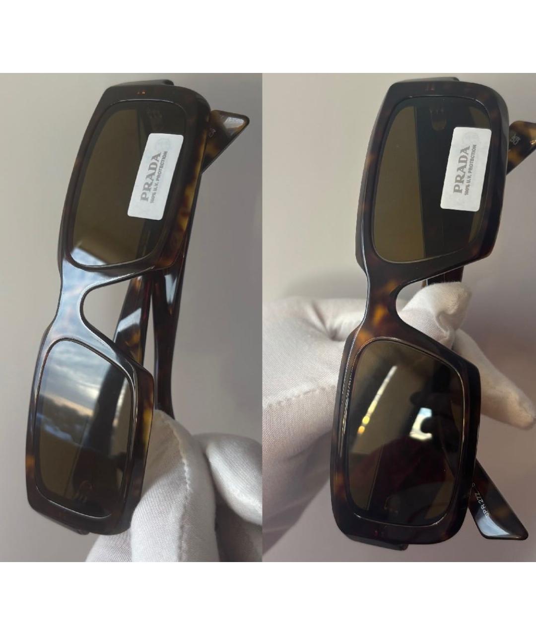 PRADA Коричневые пластиковые солнцезащитные очки, фото 7