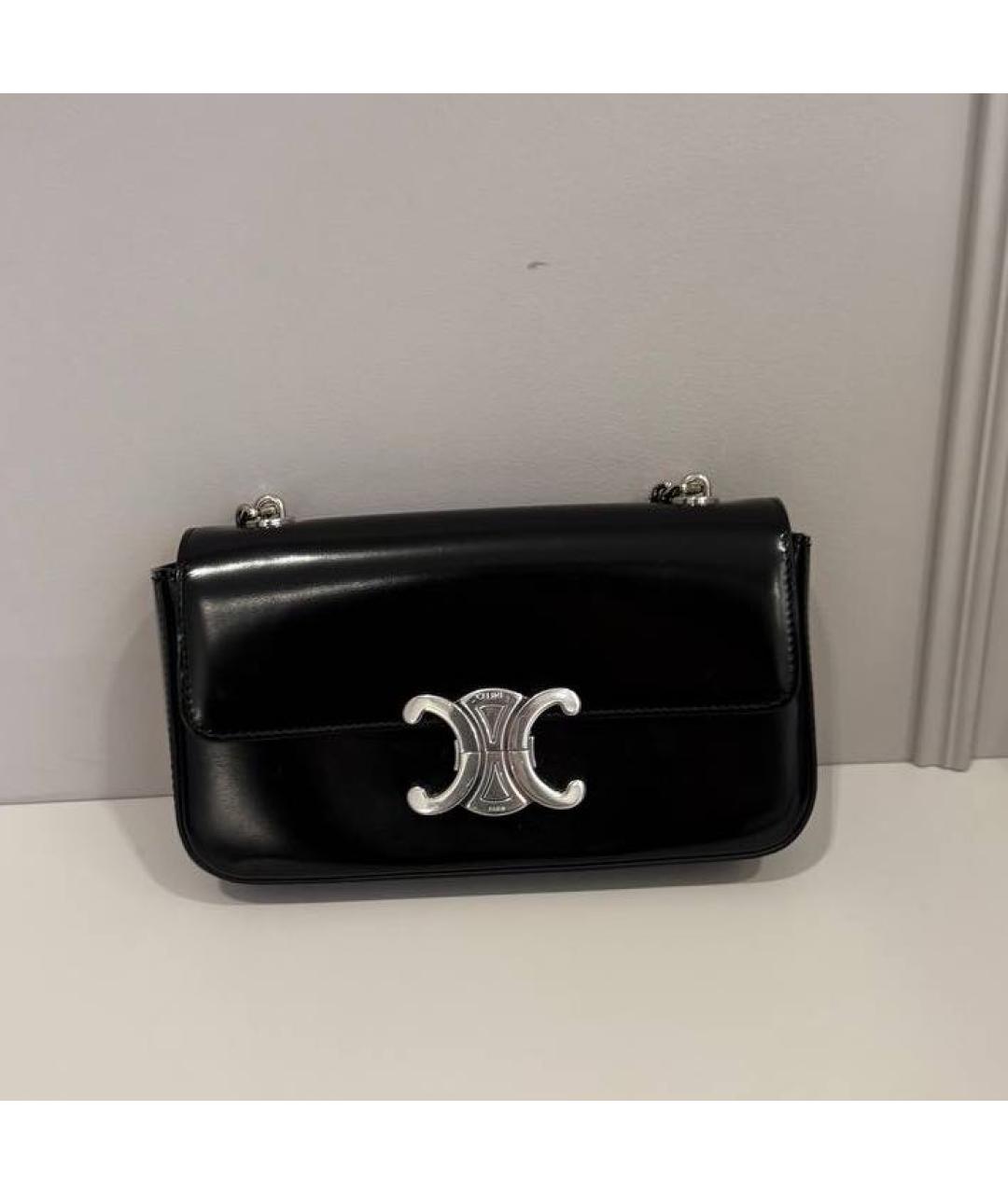 CELINE Черная сумка с короткими ручками из лакированной кожи, фото 8