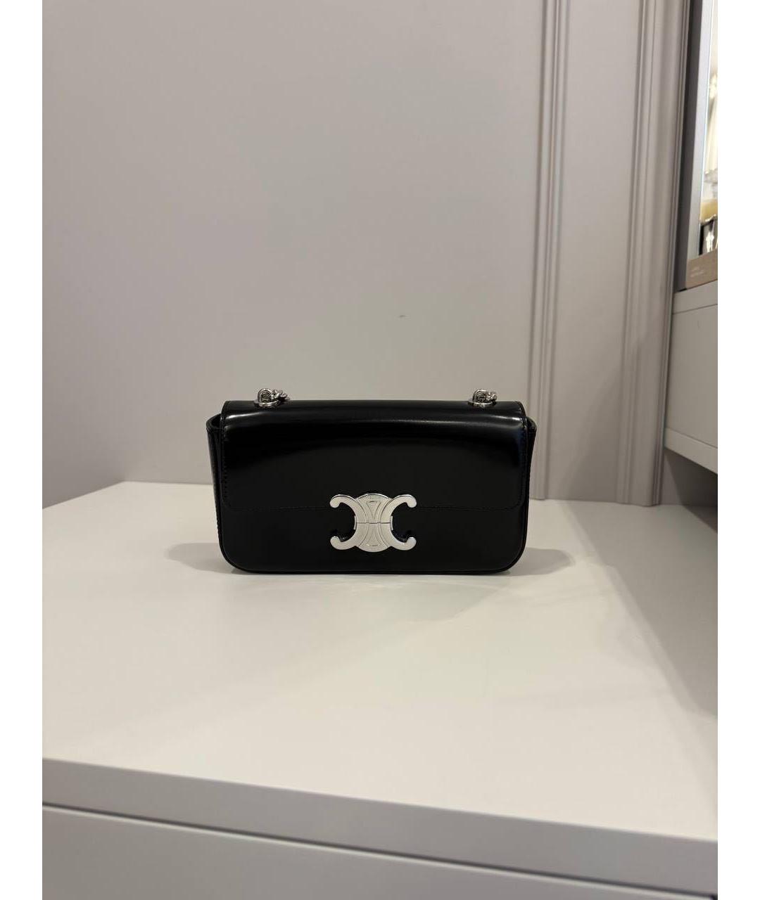 CELINE Черная сумка с короткими ручками из лакированной кожи, фото 7