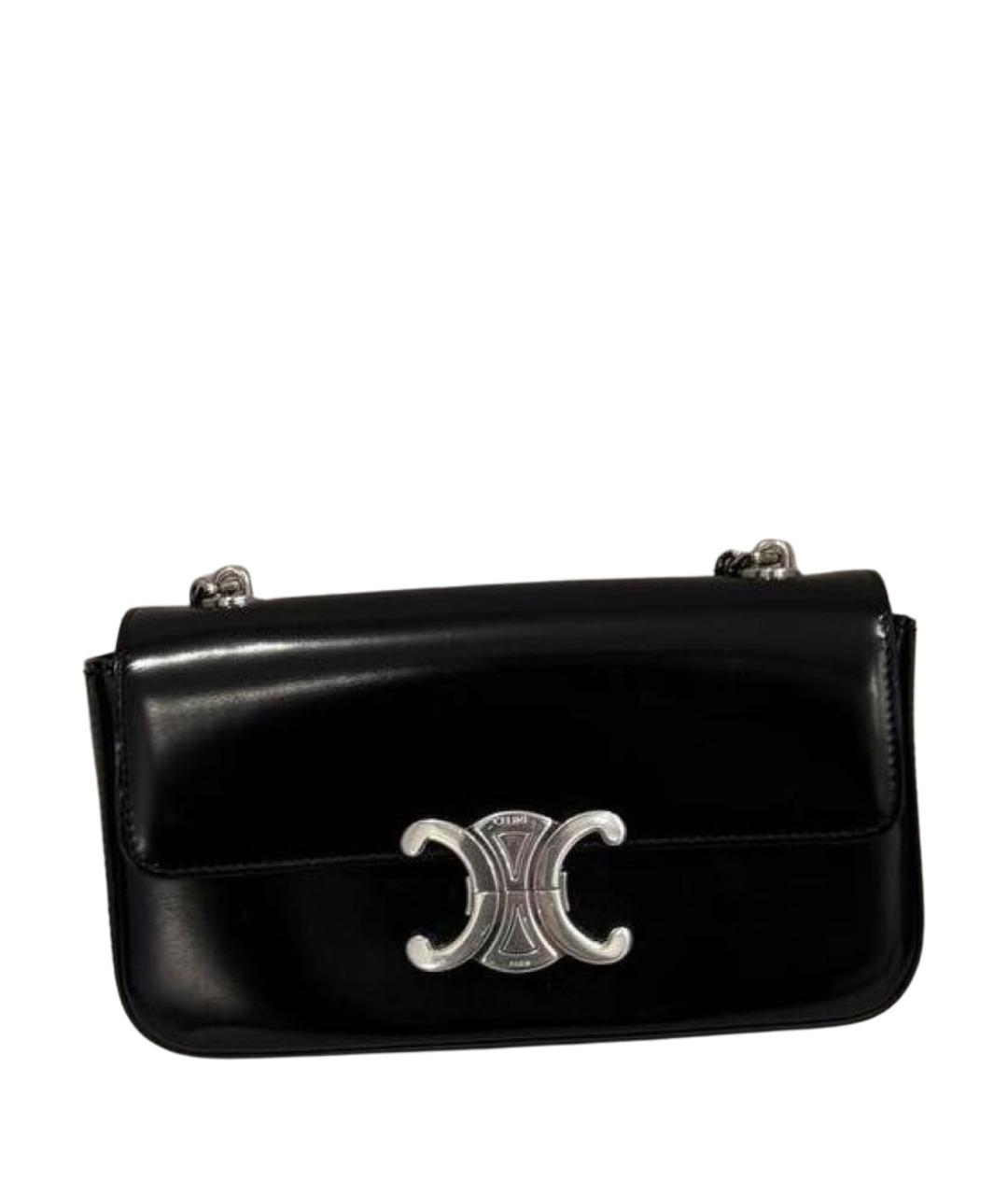 CELINE Черная сумка с короткими ручками из лакированной кожи, фото 1