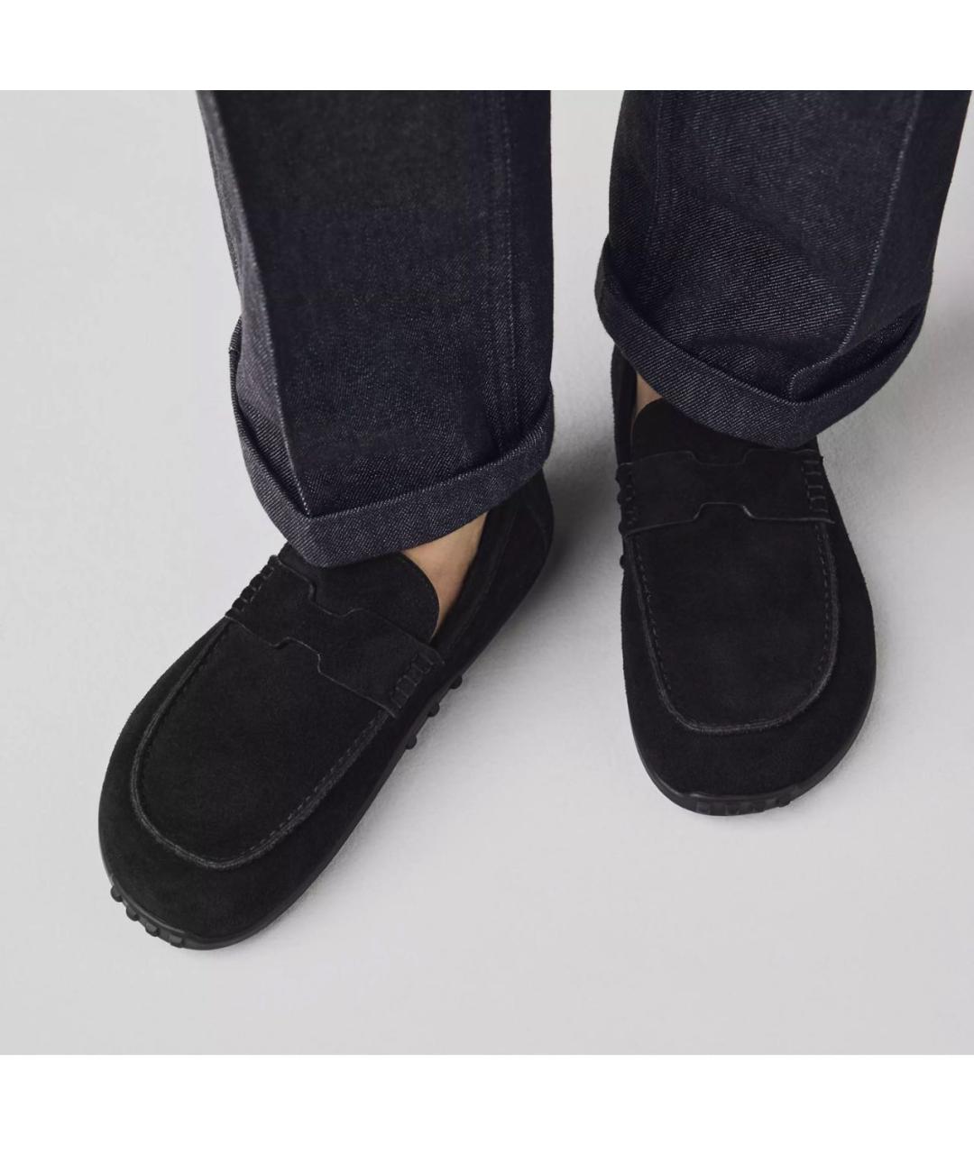 HERMES Черные замшевые лоферы, фото 2