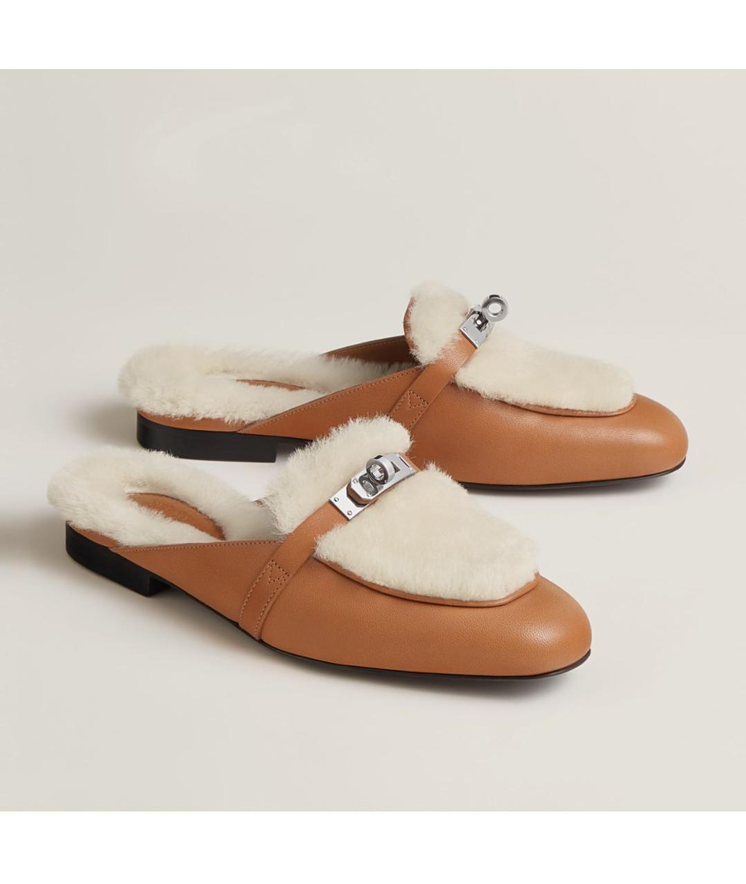 HERMES Коричневые кожаные мюли, фото 4