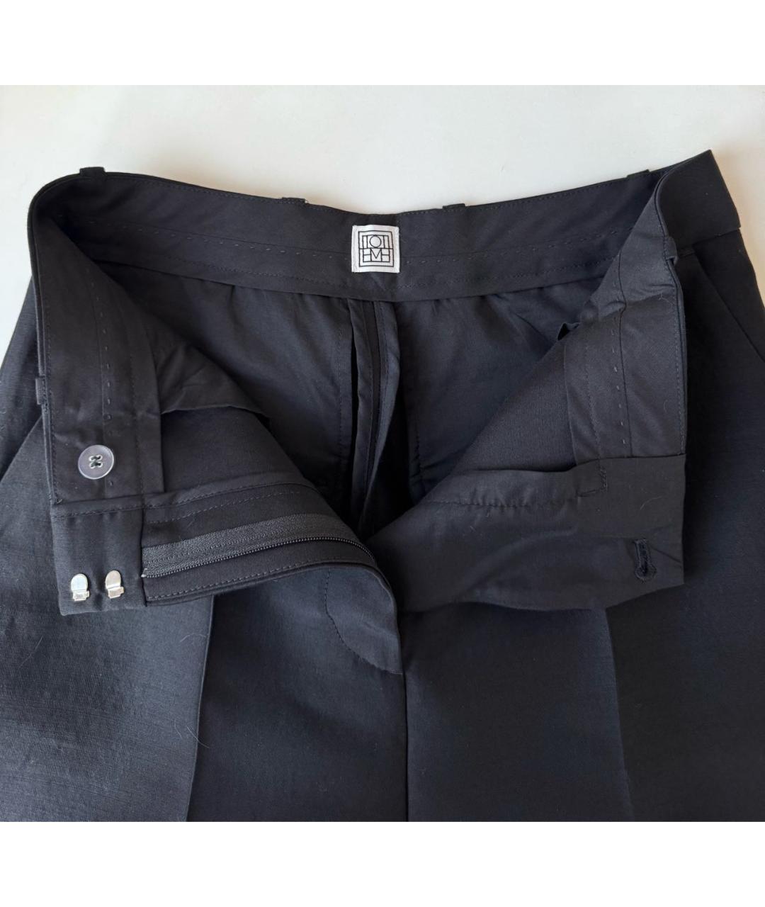 TOTEME Черные шерстяные прямые брюки, фото 4