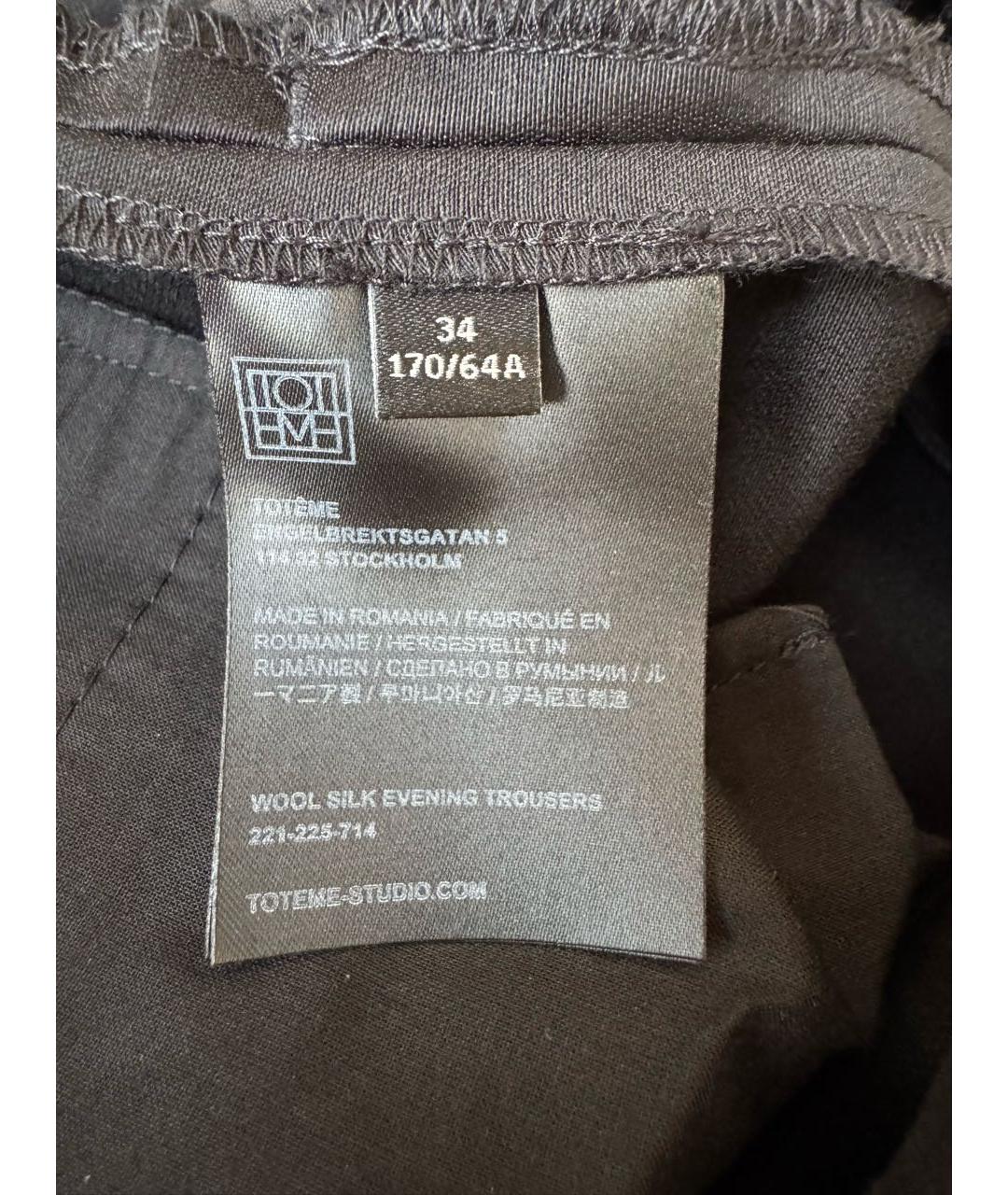 TOTEME Черные шерстяные прямые брюки, фото 5