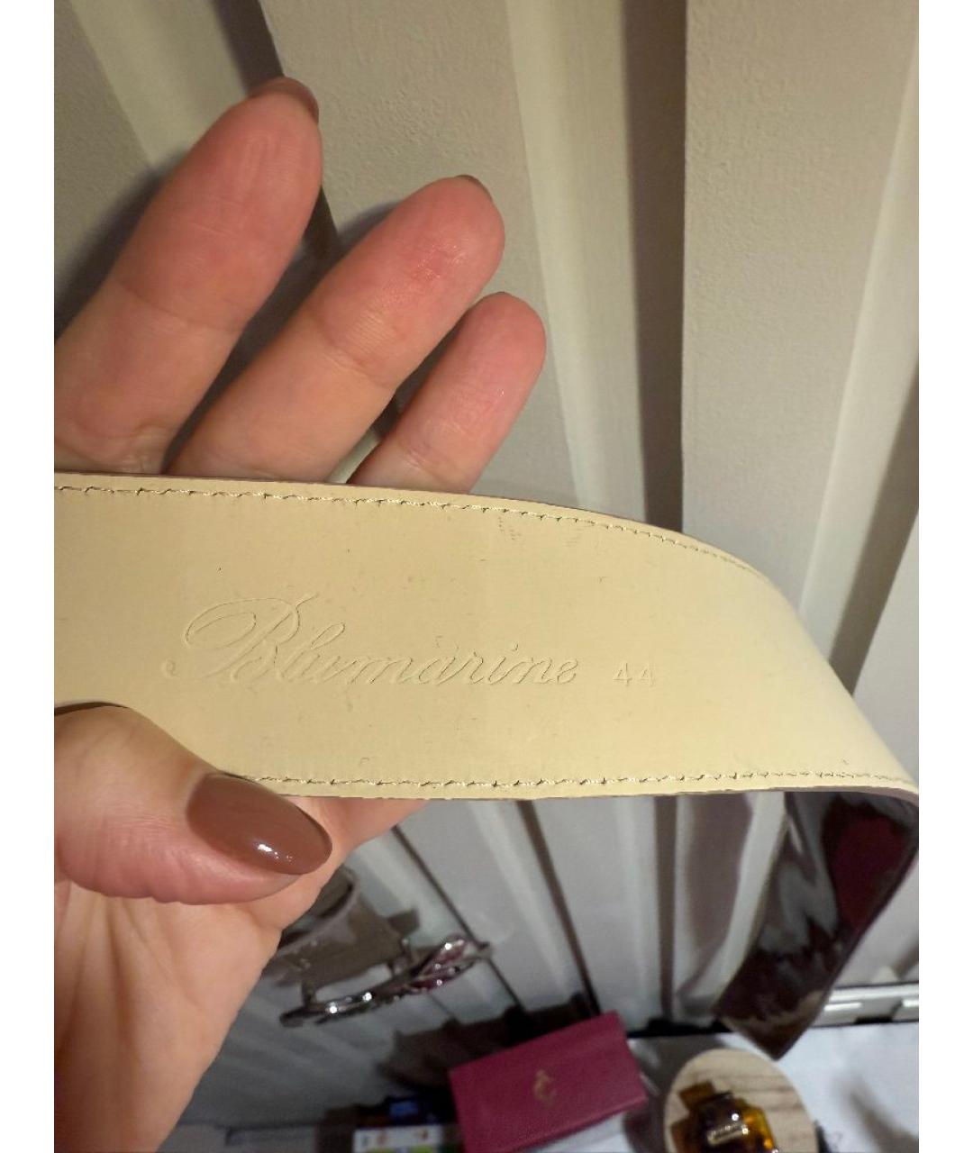 BLUMARINE Бежевый ремень из лакированной кожи, фото 3