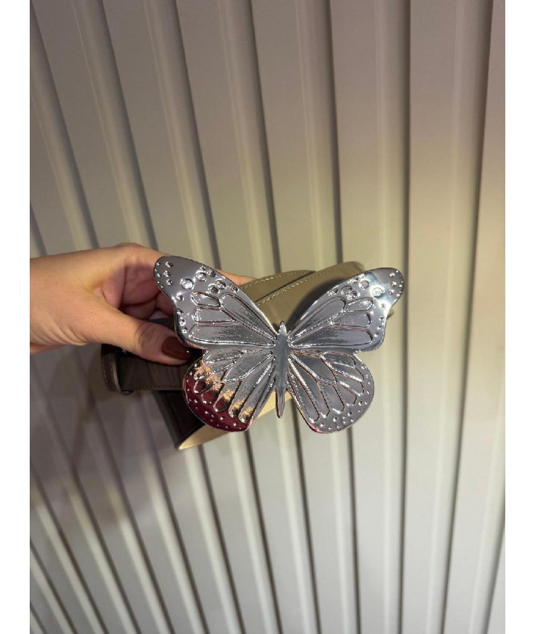 BLUMARINE Бежевый ремень из лакированной кожи, фото 5