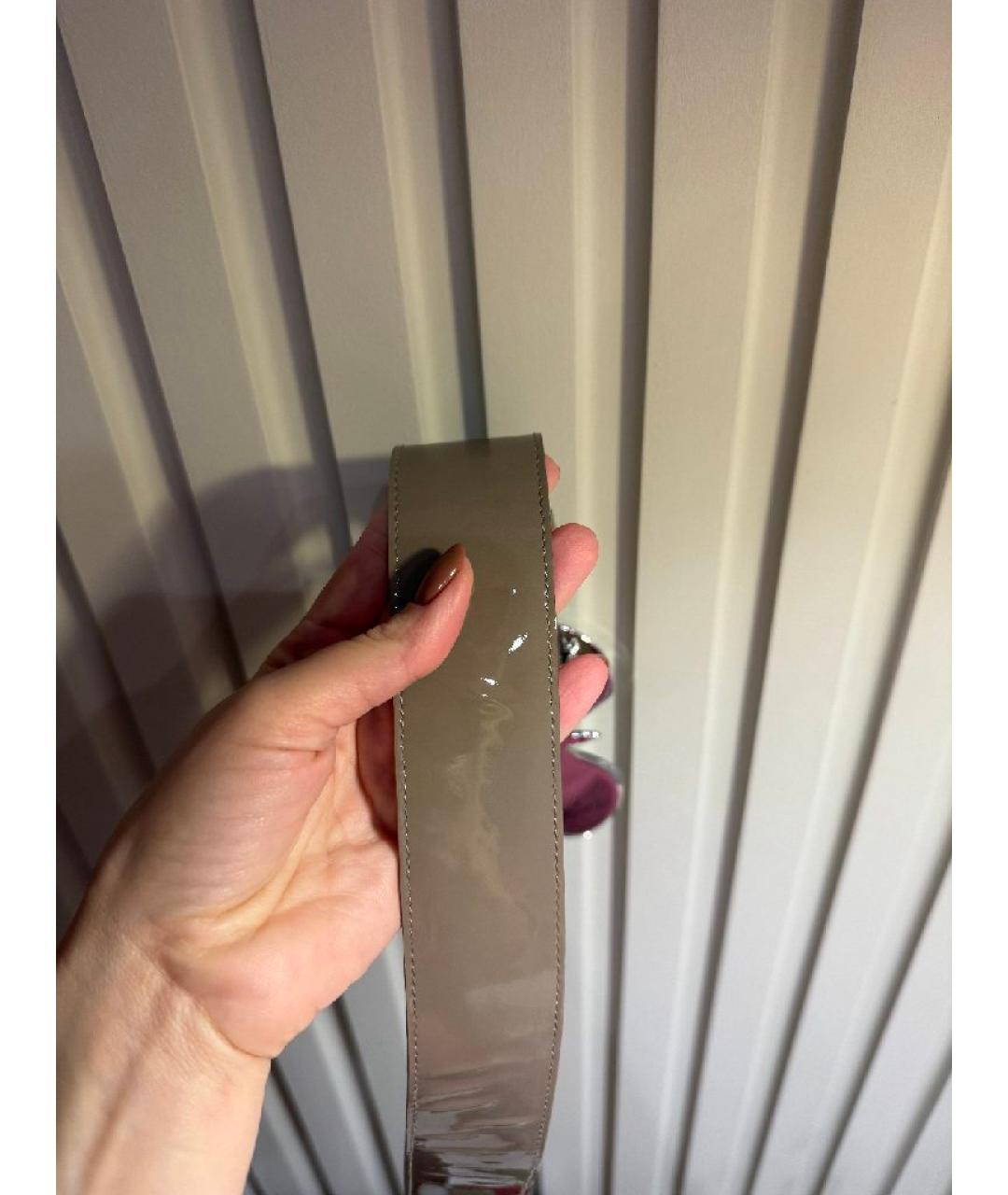 BLUMARINE Бежевый ремень из лакированной кожи, фото 4