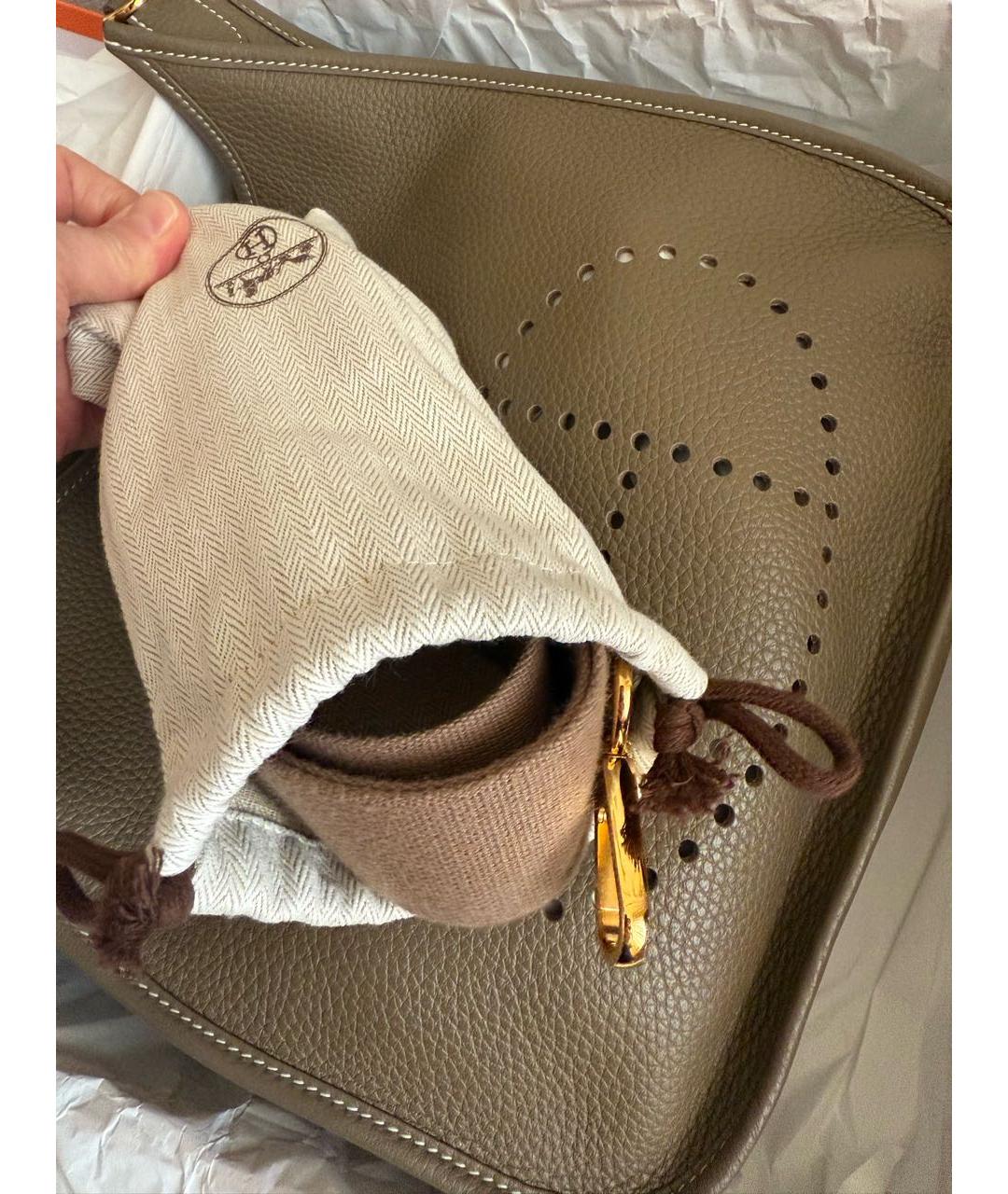 HERMES Бежевая кожаная сумка через плечо, фото 5