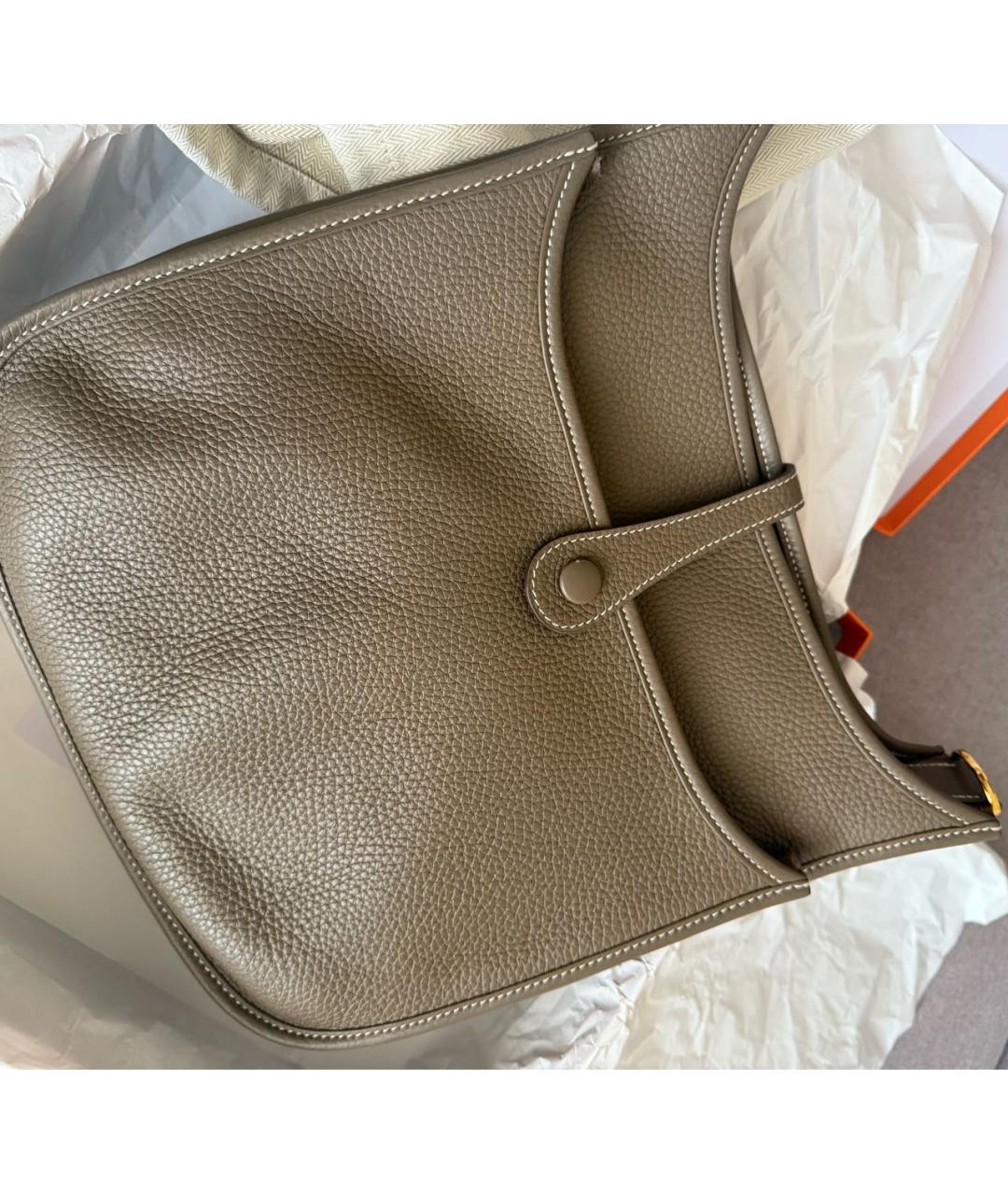 HERMES Бежевая кожаная сумка через плечо, фото 3