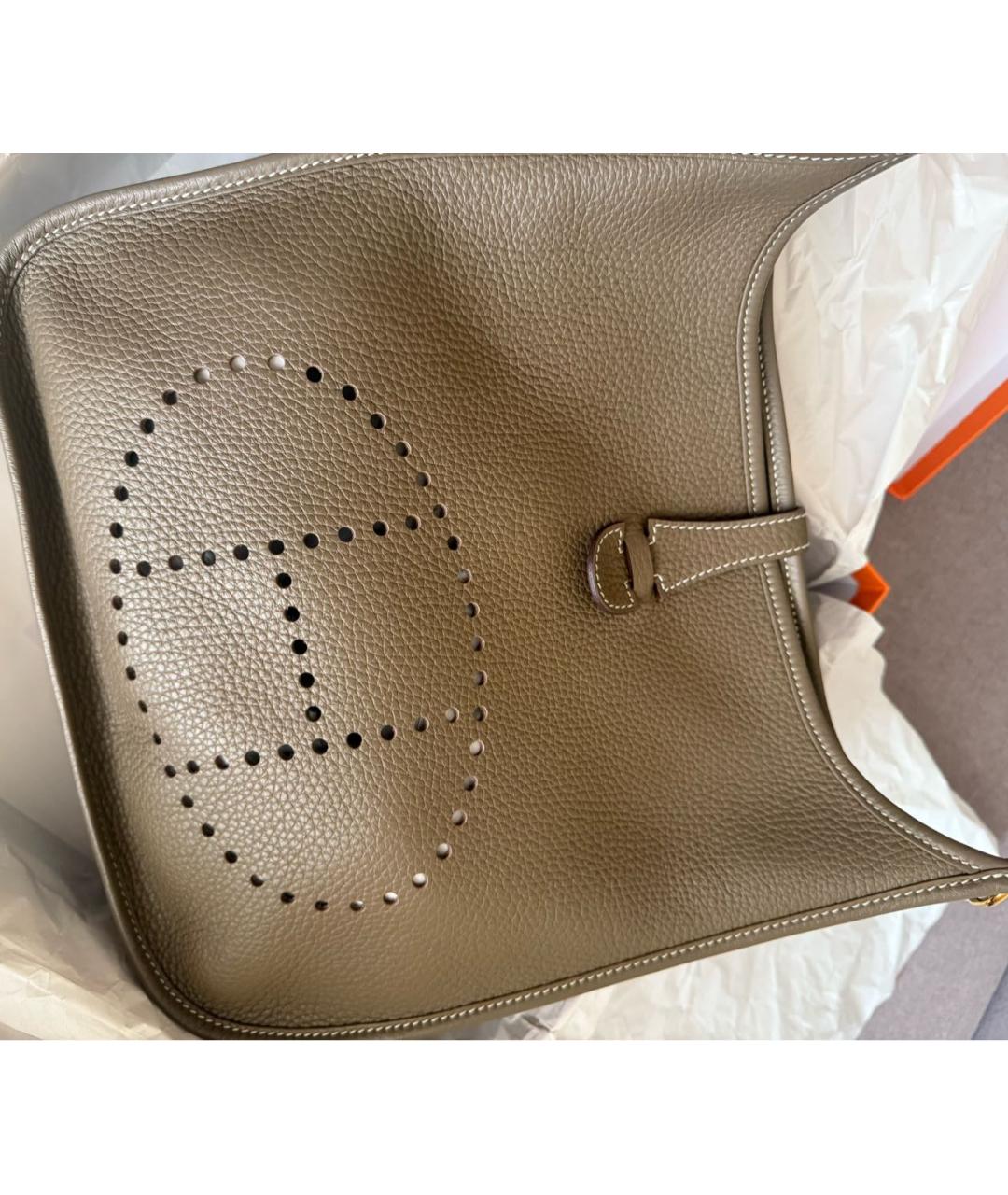 HERMES Бежевая кожаная сумка через плечо, фото 2