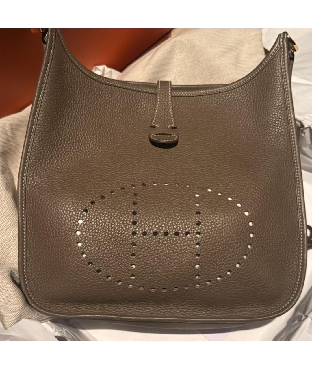 HERMES Бежевая кожаная сумка через плечо, фото 8