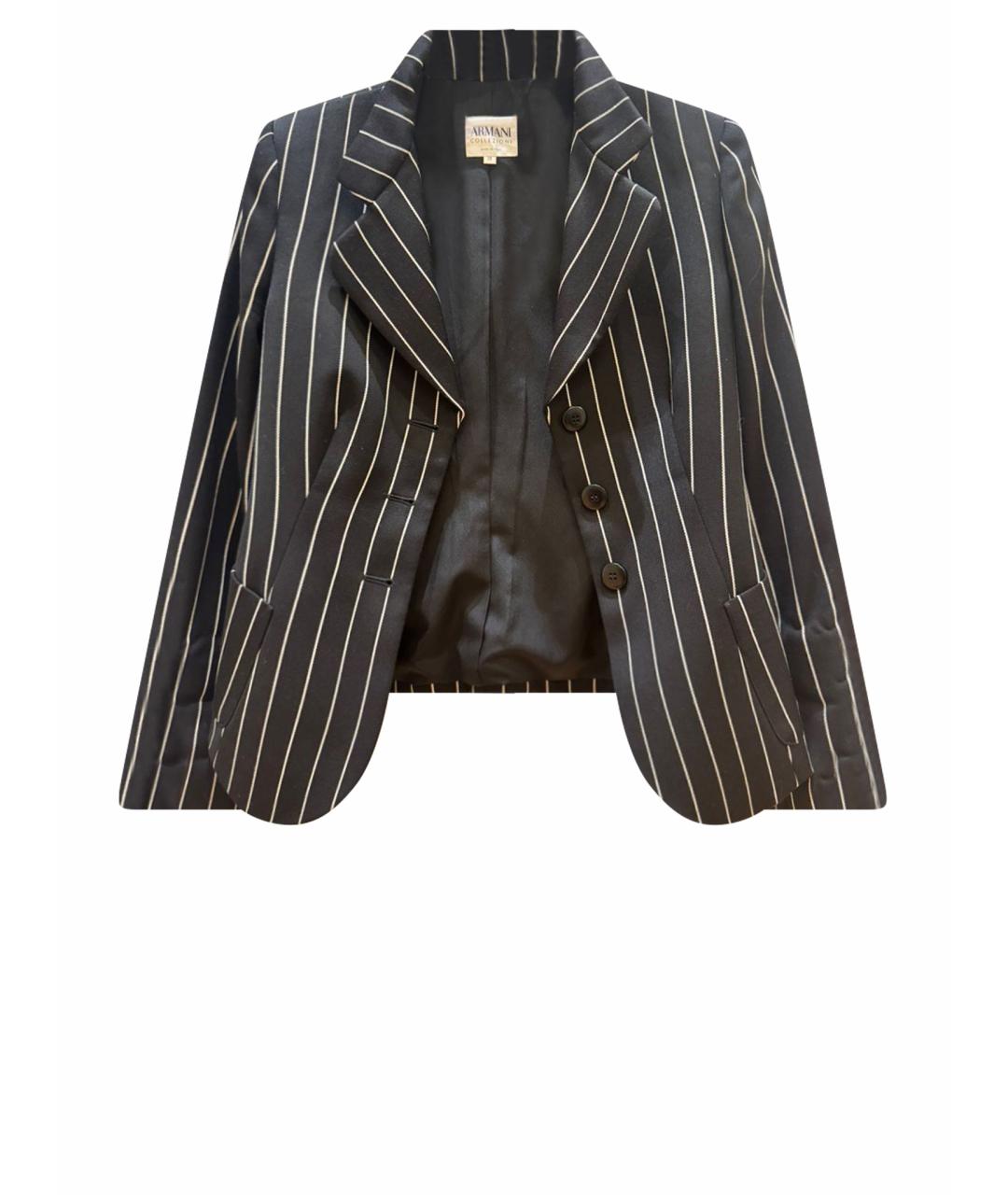 ARMANI COLLEZIONI Черный шерстяной жакет/пиджак, фото 1