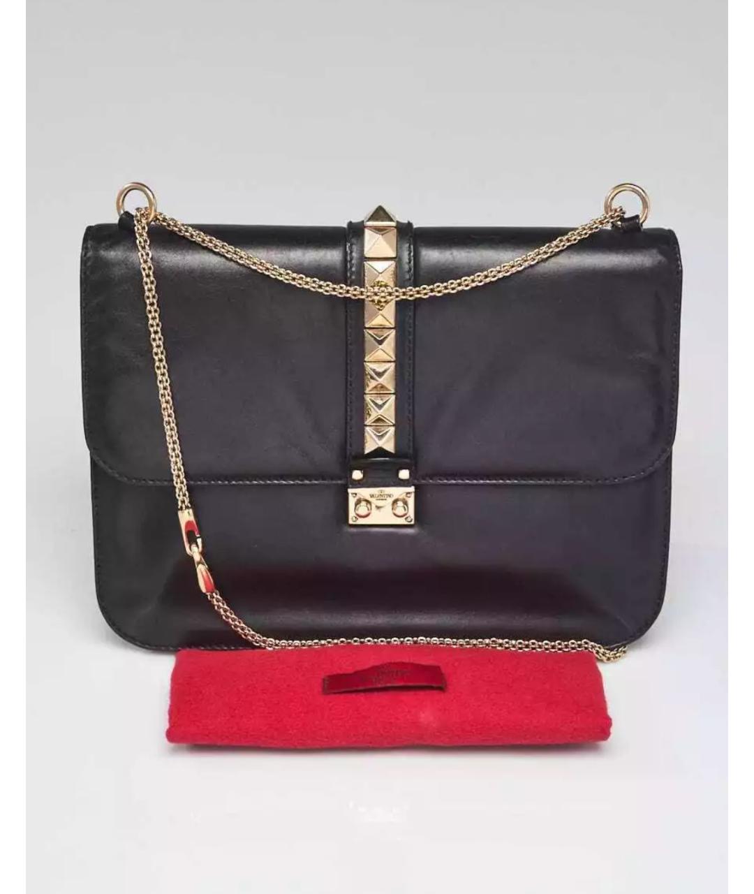 VALENTINO Черная кожаная сумка через плечо, фото 9