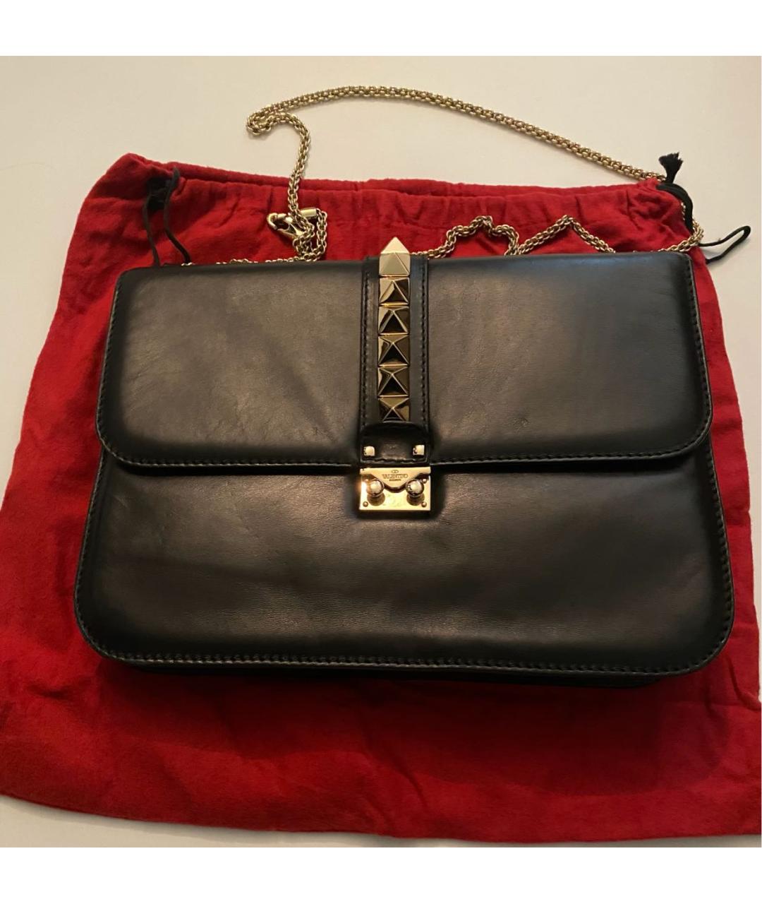 VALENTINO Черная кожаная сумка через плечо, фото 2