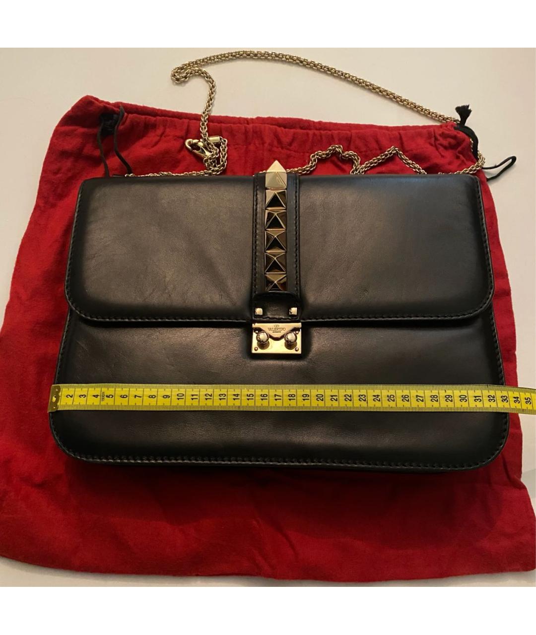 VALENTINO Черная кожаная сумка через плечо, фото 8