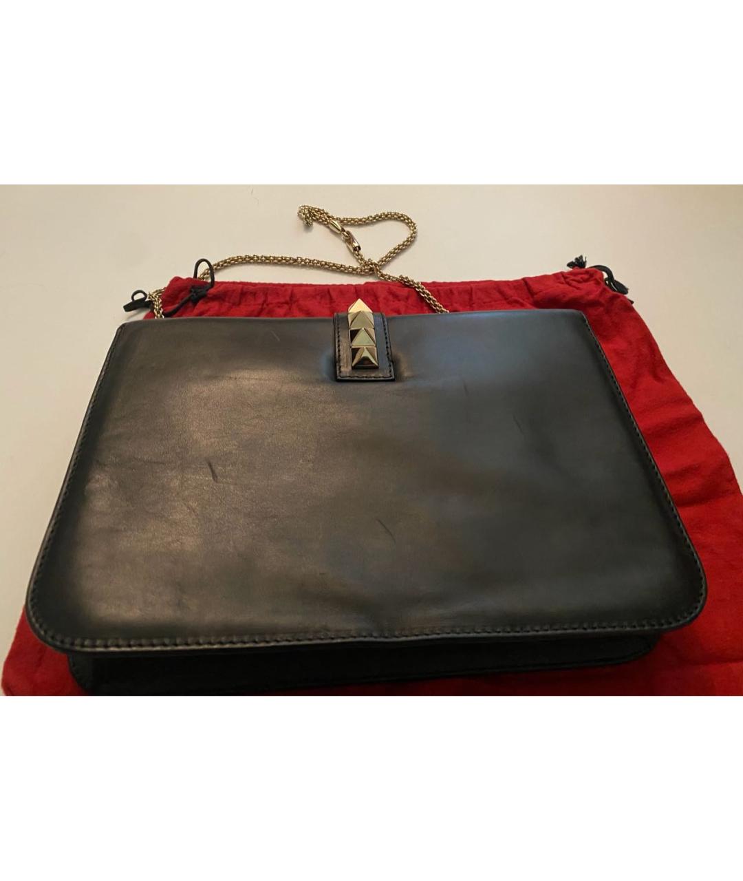 VALENTINO Черная кожаная сумка через плечо, фото 3