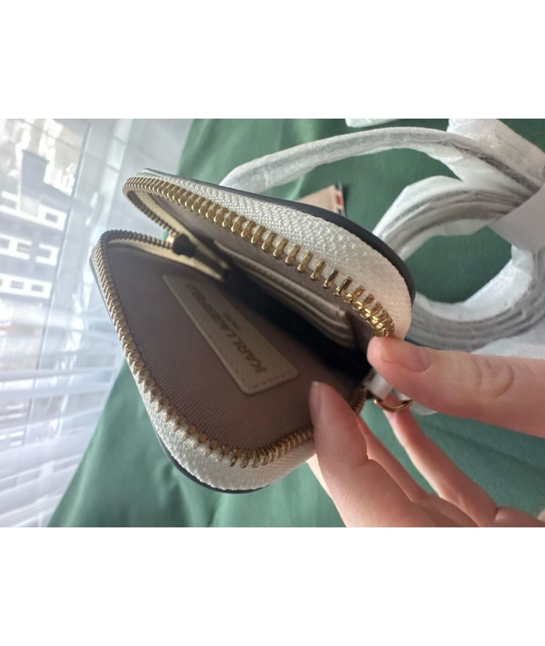 KARL LAGERFELD Белая кожаная сумка через плечо, фото 5