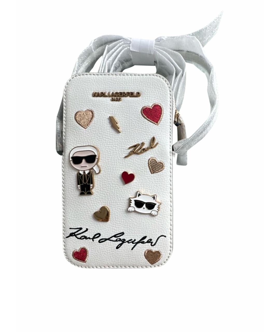 KARL LAGERFELD Белая кожаная сумка через плечо, фото 1
