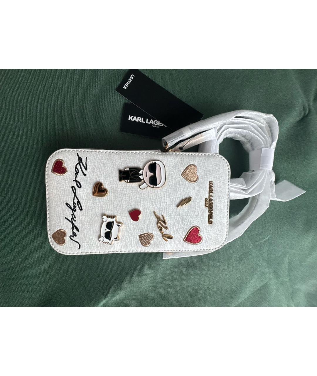 KARL LAGERFELD Белая кожаная сумка через плечо, фото 2