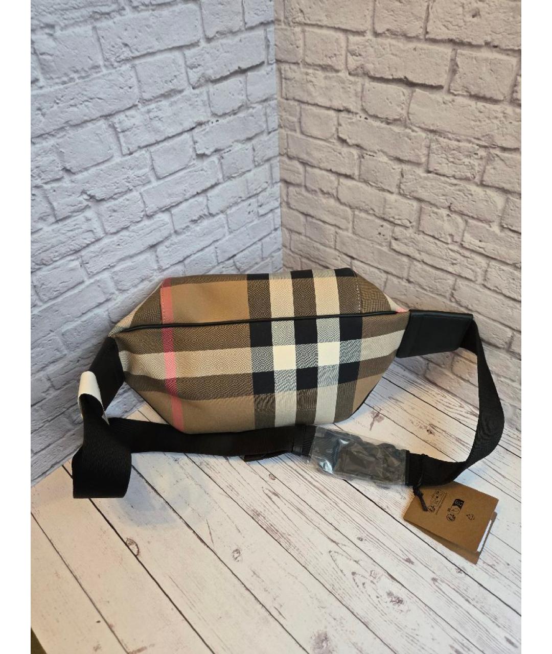 BURBERRY Бежевая тканевая поясная сумка, фото 3