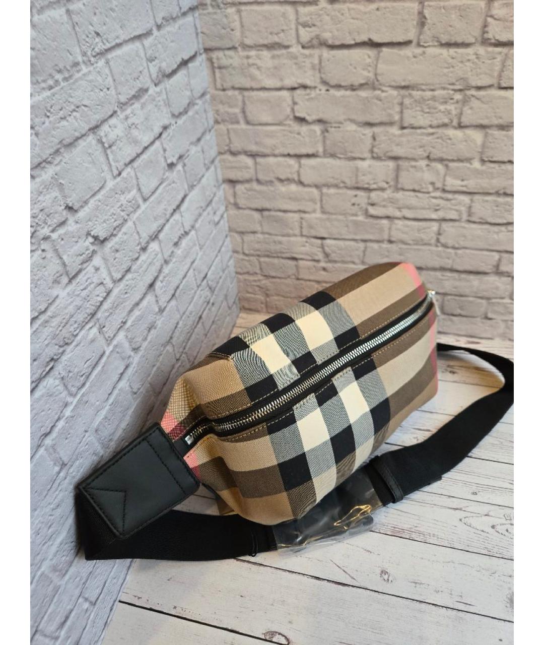 BURBERRY Бежевая тканевая поясная сумка, фото 2