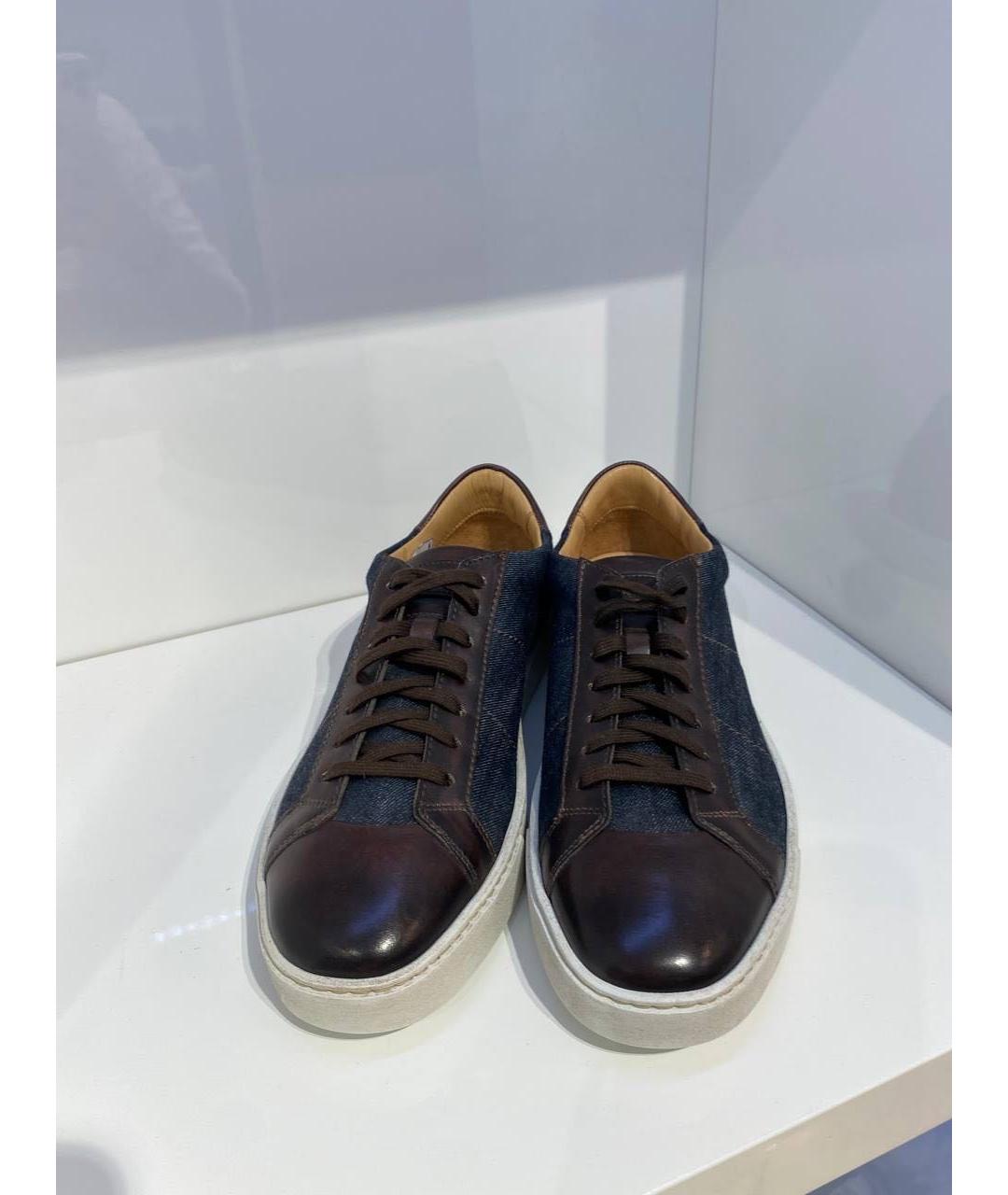 SANTONI Темно-синие текстильные низкие кроссовки / кеды, фото 2