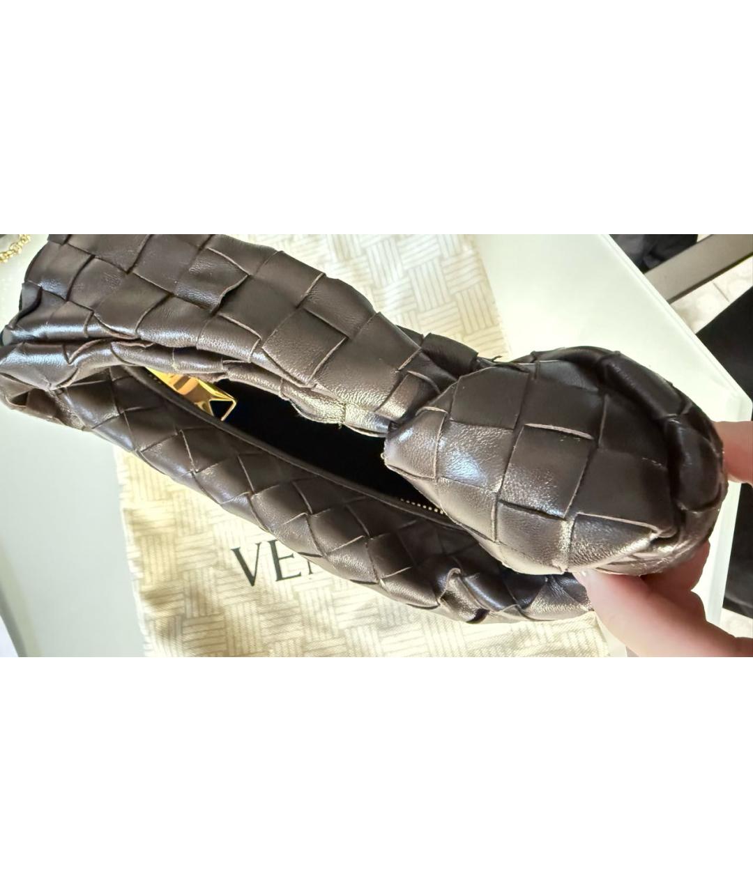 BOTTEGA VENETA Коричневая кожаная сумка с короткими ручками, фото 3