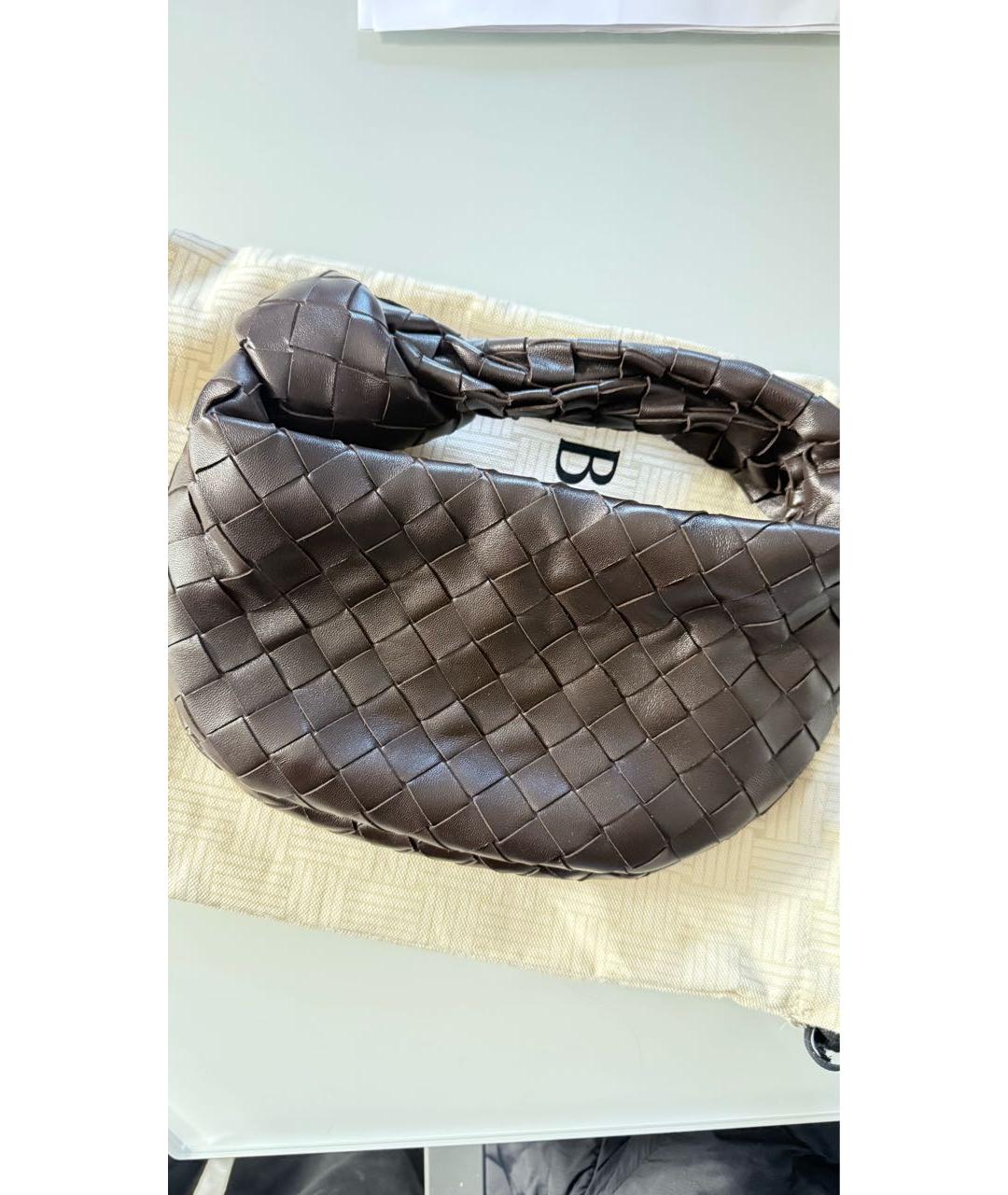 BOTTEGA VENETA Коричневая кожаная сумка с короткими ручками, фото 4