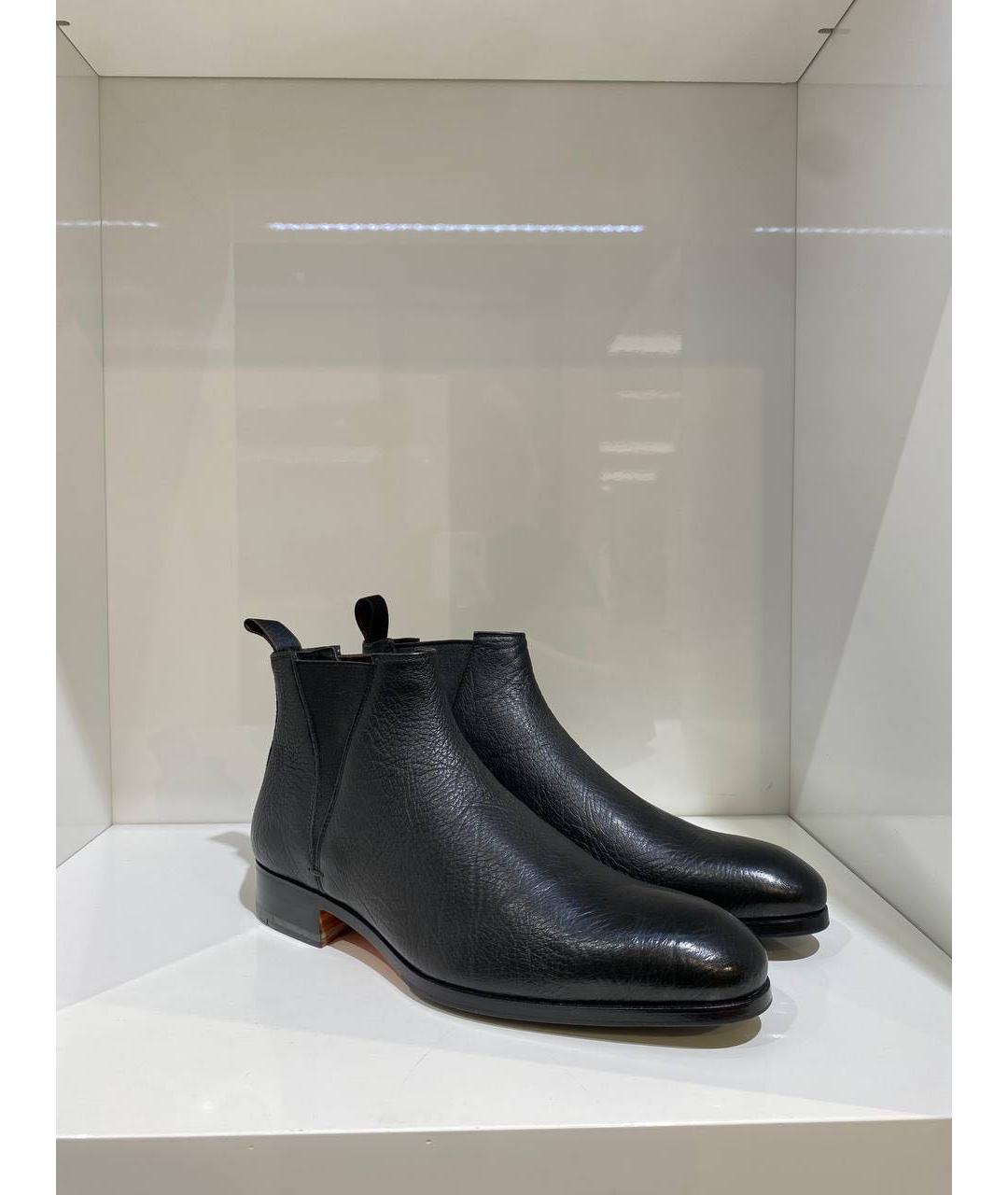 SANTONI Черные кожаные низкие ботинки, фото 3