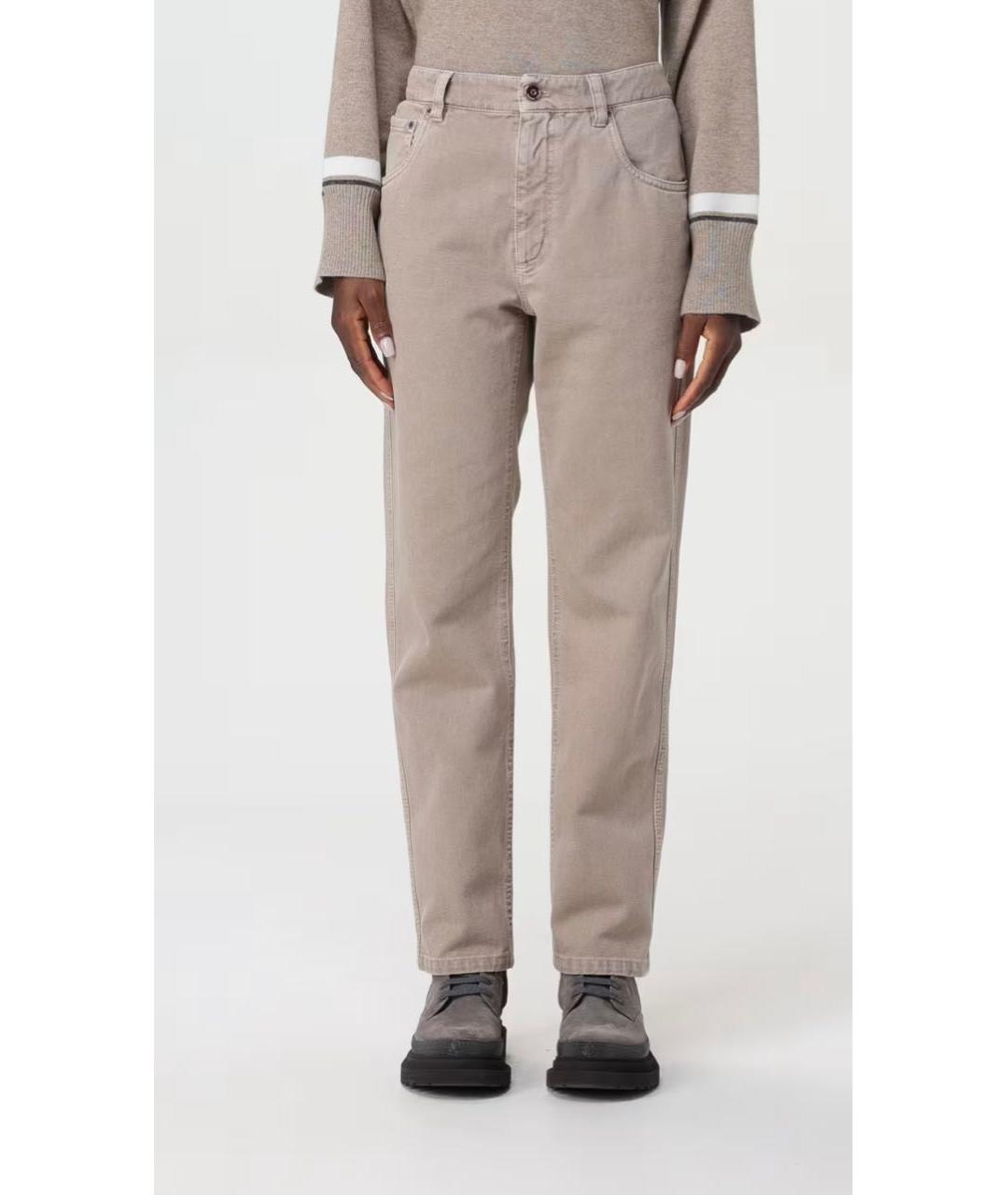 BRUNELLO CUCINELLI Розовые хлопковые прямые джинсы, фото 7