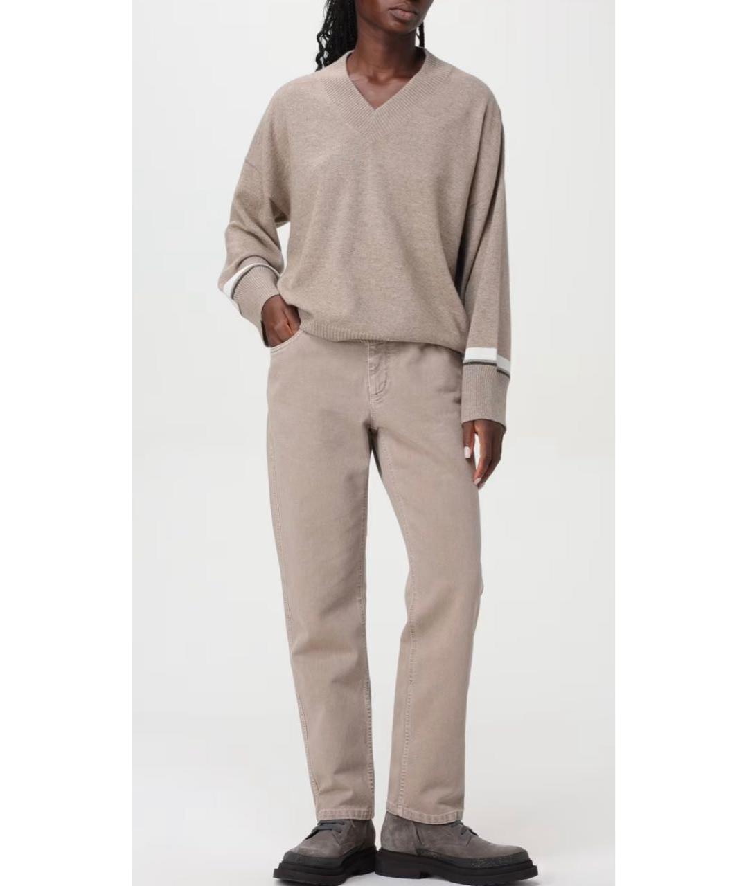 BRUNELLO CUCINELLI Розовые хлопковые прямые джинсы, фото 8