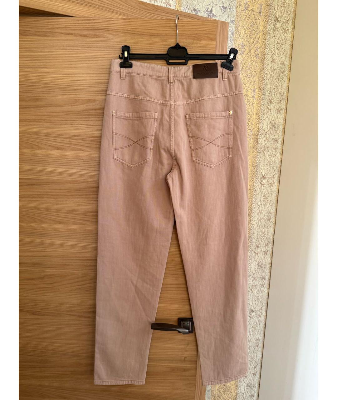 BRUNELLO CUCINELLI Розовые хлопковые прямые джинсы, фото 6