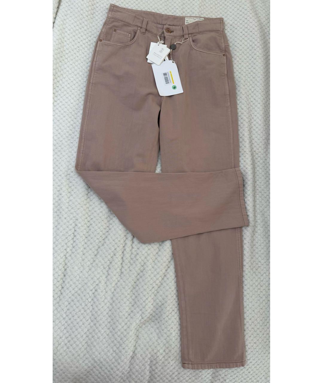BRUNELLO CUCINELLI Розовые хлопковые прямые джинсы, фото 2